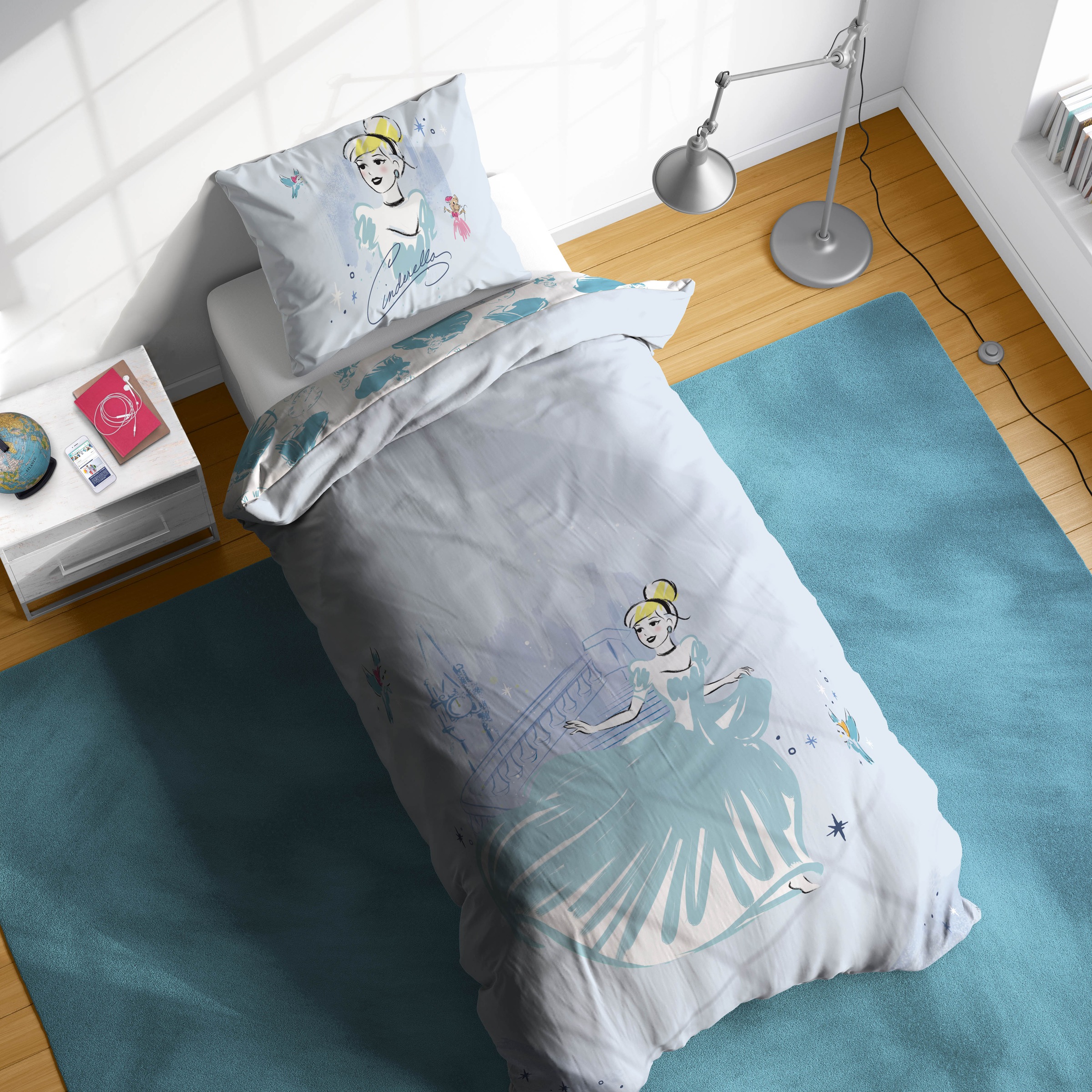 Disney Kinderbettwäsche "Disney Cinderella Bettbezug-Set 135x200 cm + Kisse günstig online kaufen