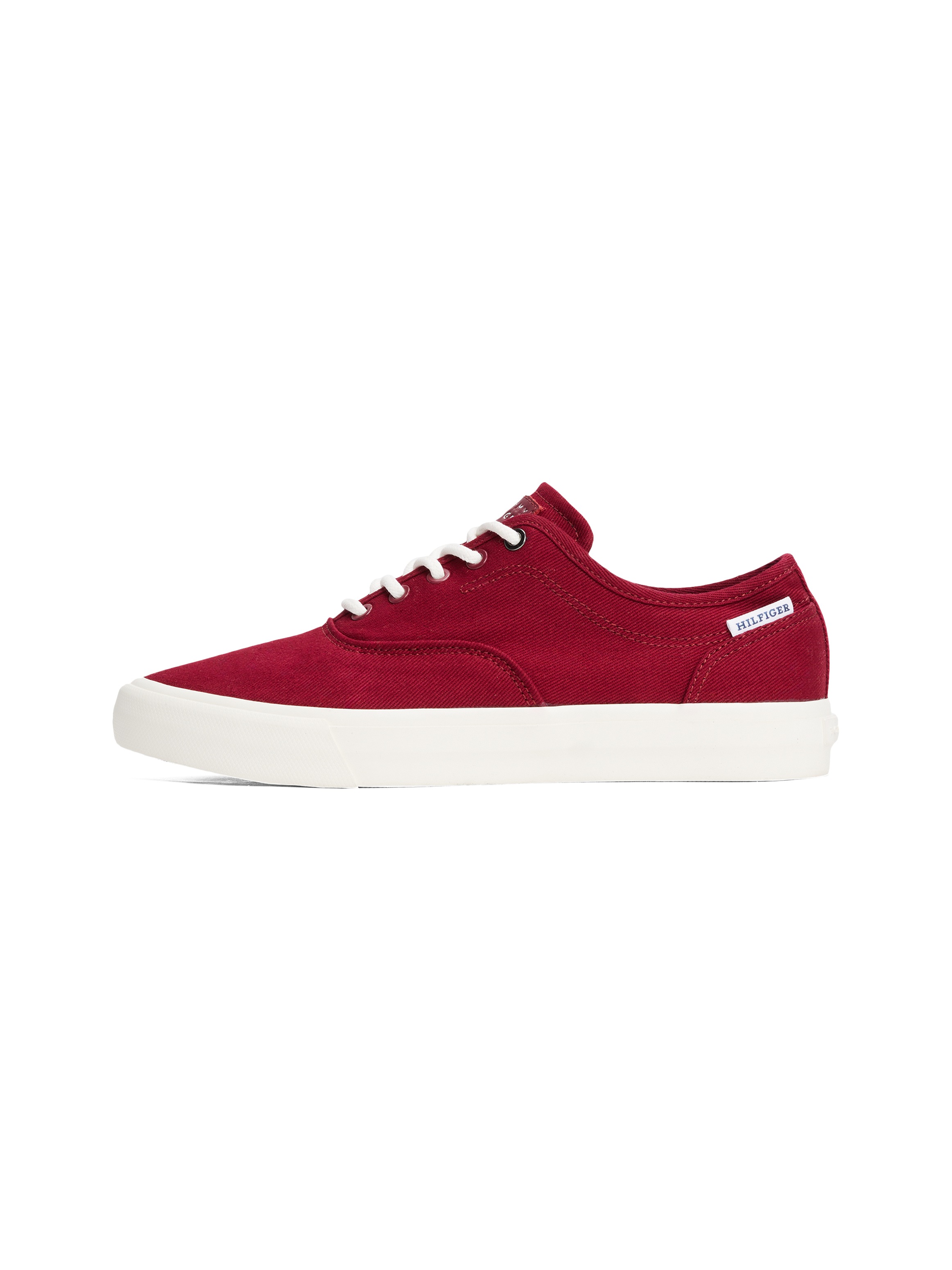 Tommy Hilfiger Sneaker »TH HI VULC LOW OXFORD TWILL«, Freizeitschuh, Halbschuh, Schnürschuh mit Label an der Ferse