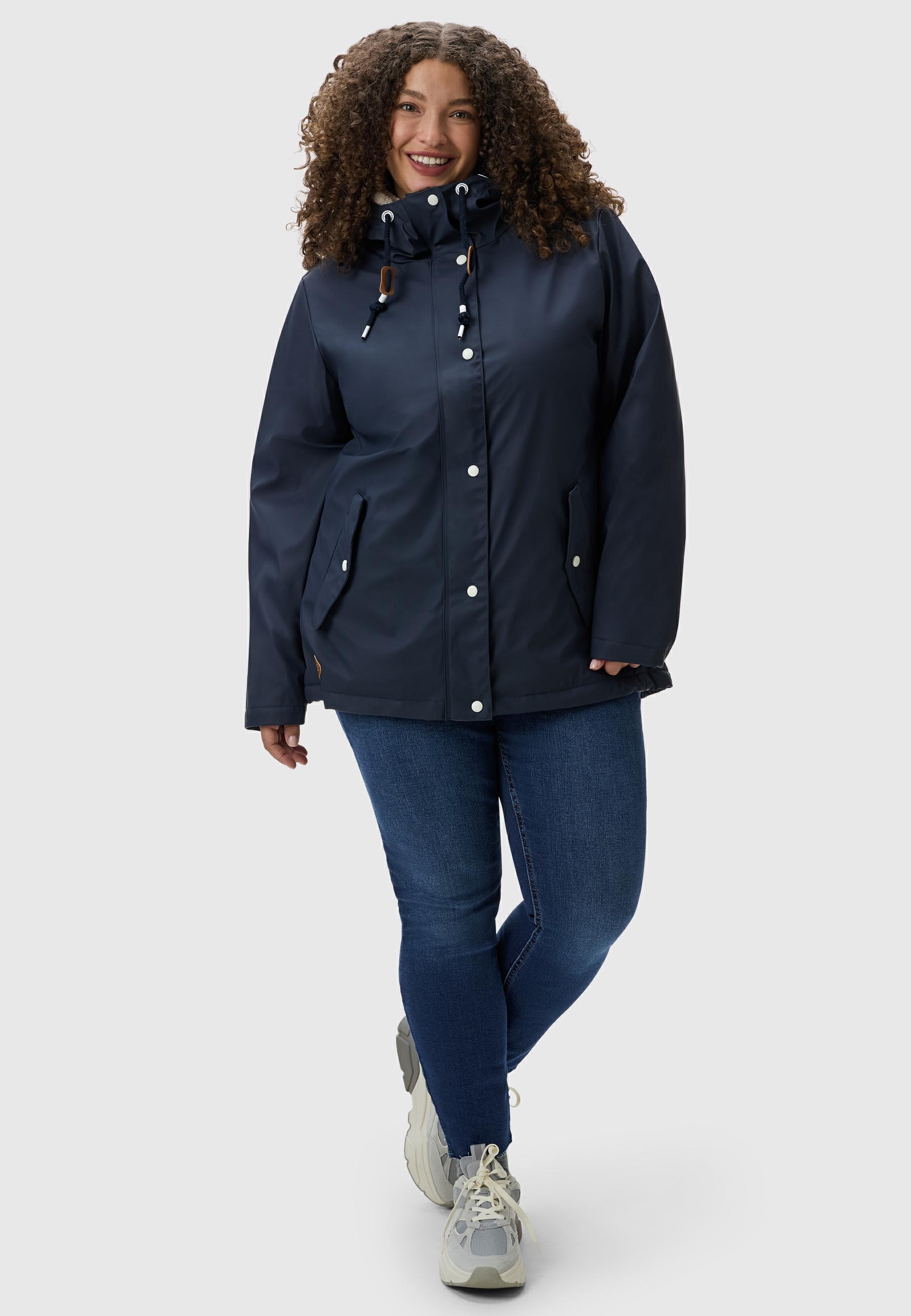 Ragwear Regenjacke "Marge", mit Kapuze, warm gefütterter Damen Winter Regenmantel