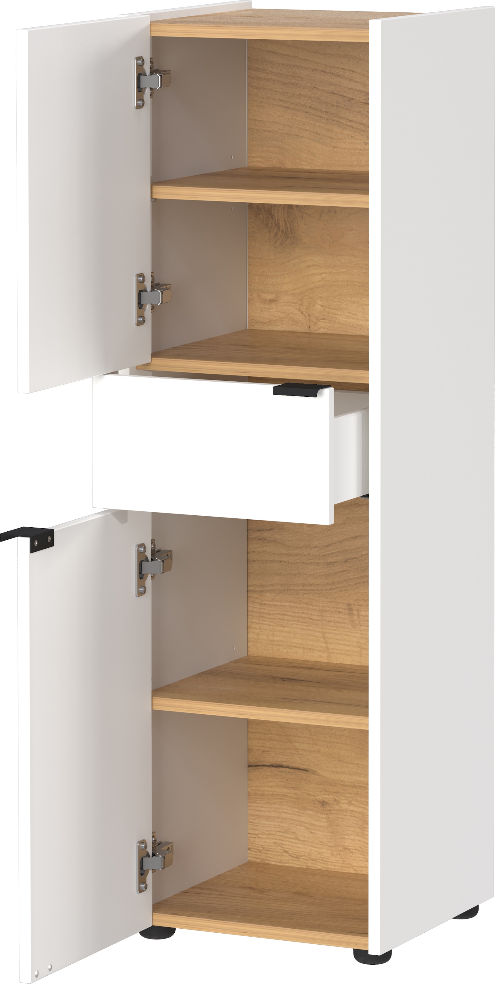 GERMANIA Badmöbel-Set »Ameca«, (4 St.), Badezimmer-Set aus Waschbeckenunterschrank, Spiegel, Kommode & Schrank