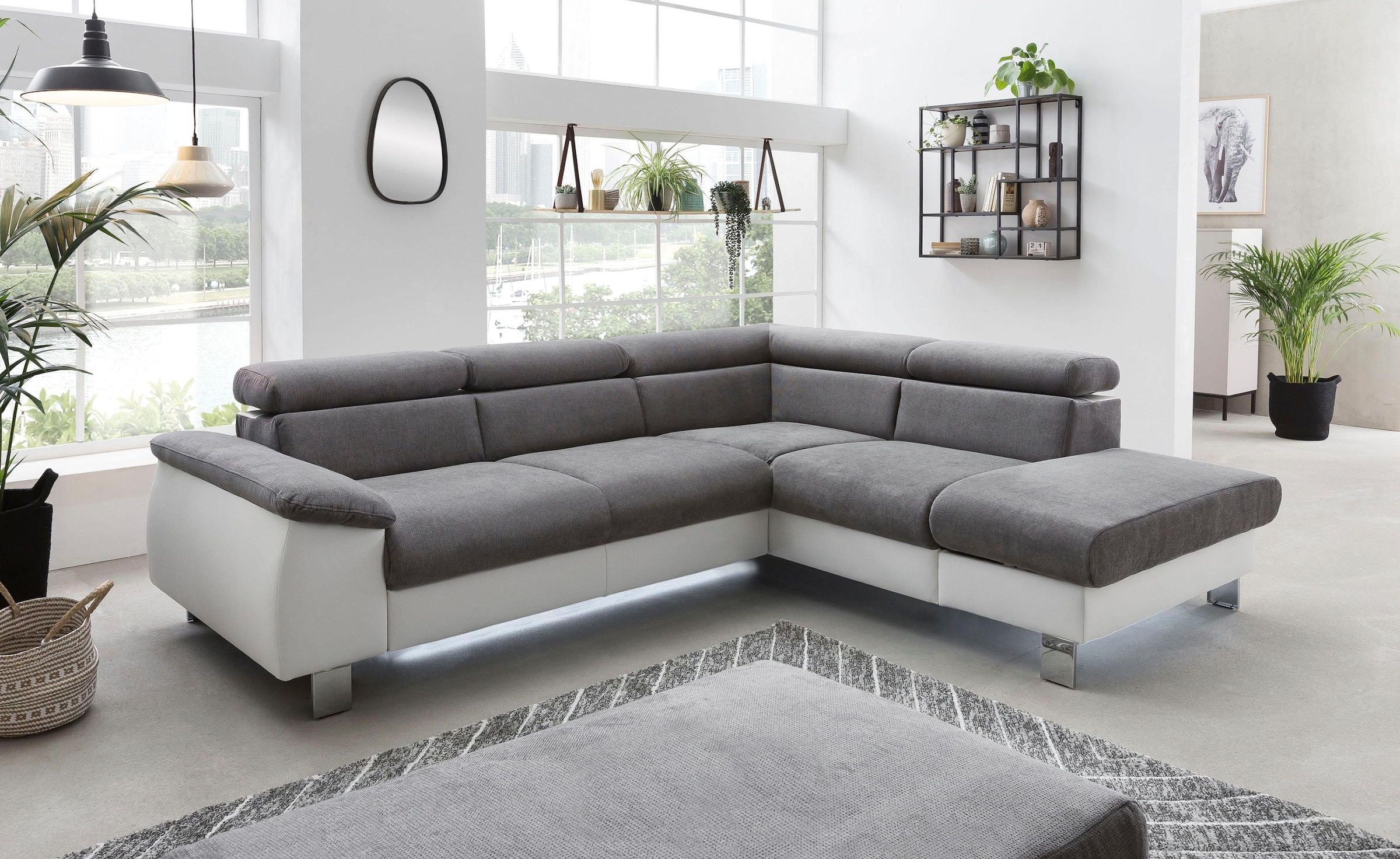 COTTA Ecksofa "Komaris L-Form, B: 249 cm" mit Kopfteilverstellung, optional günstig online kaufen