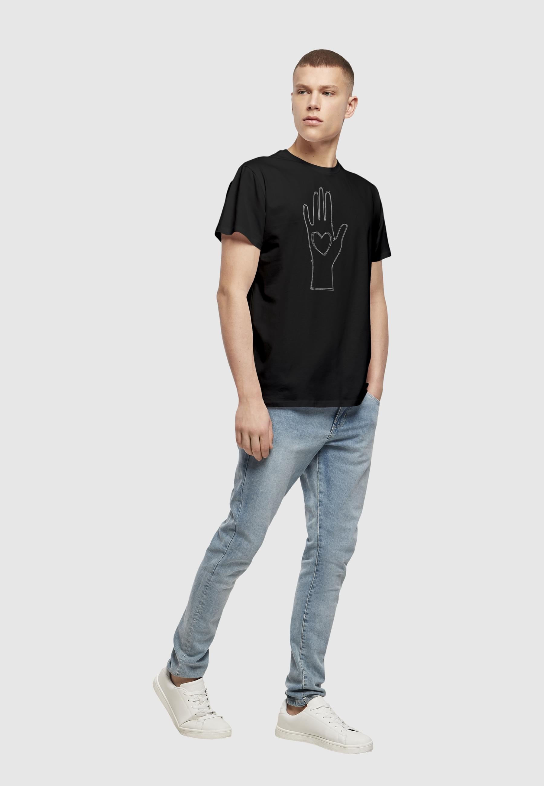 Merchcode T-Shirt »Merchcode Herren Peace - Scribble Hand Heart Black Basic T-Shirt«, (1 tlg.)