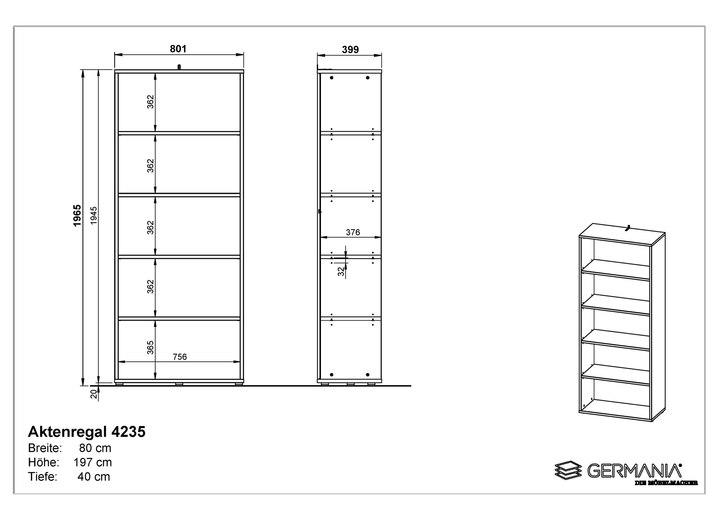 GERMANIA Büromöbel-Set »Lemont«, (3 tlg.), Set bestehend aus 2 Aktenschränke 4042 und 1 Aktenregal 4235