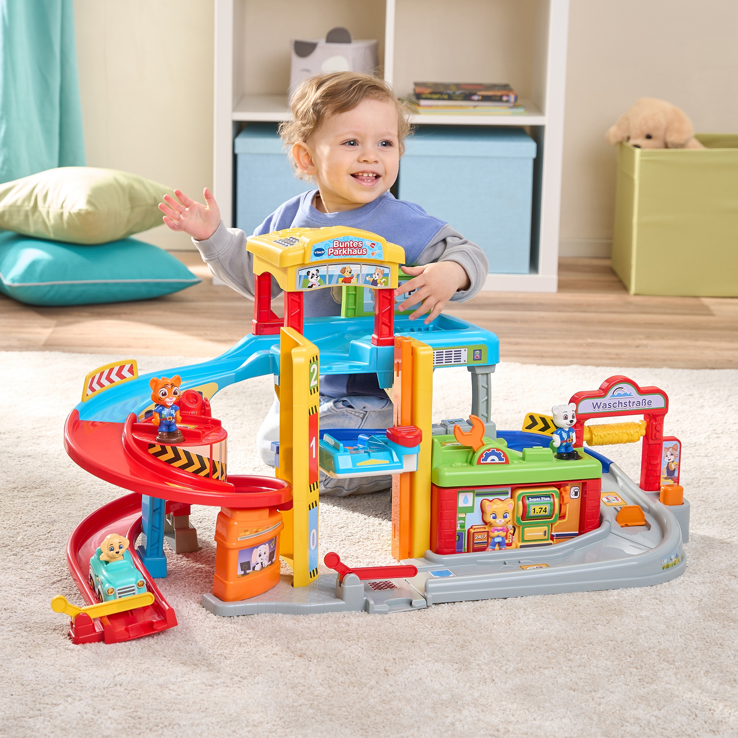 Vtech® Spielwelt »Tut Tut Baby Flitzer,  Buntes Parkhaus« inklusive 3 Fahrzeuge (Taxi, Sportwagen, Lieferwagen)