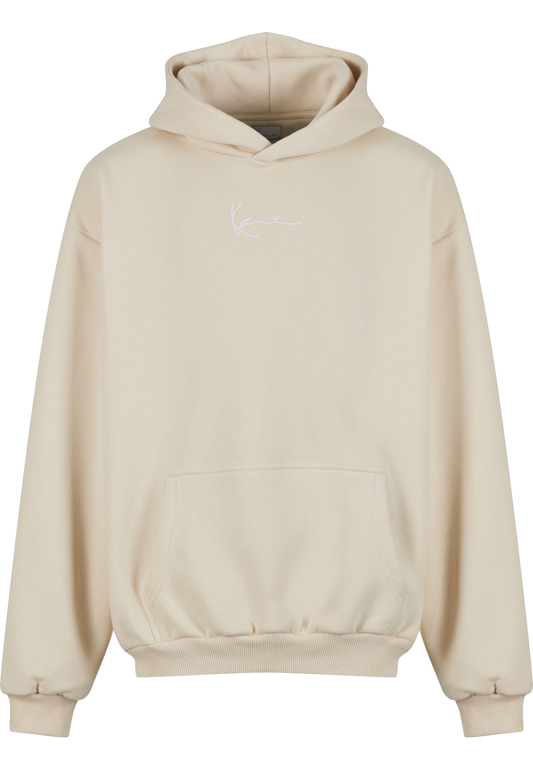 Kapuzenpullover KARL KANI "Karl Kani Karl Kani Small Signature Essential OS Hoodie", Herren, Gr. S, lightsand, 65% Baumwolle, 35% Polyester, unifarben, oversize, ohne Ausschnitt, Pullover Kapuzenpullover