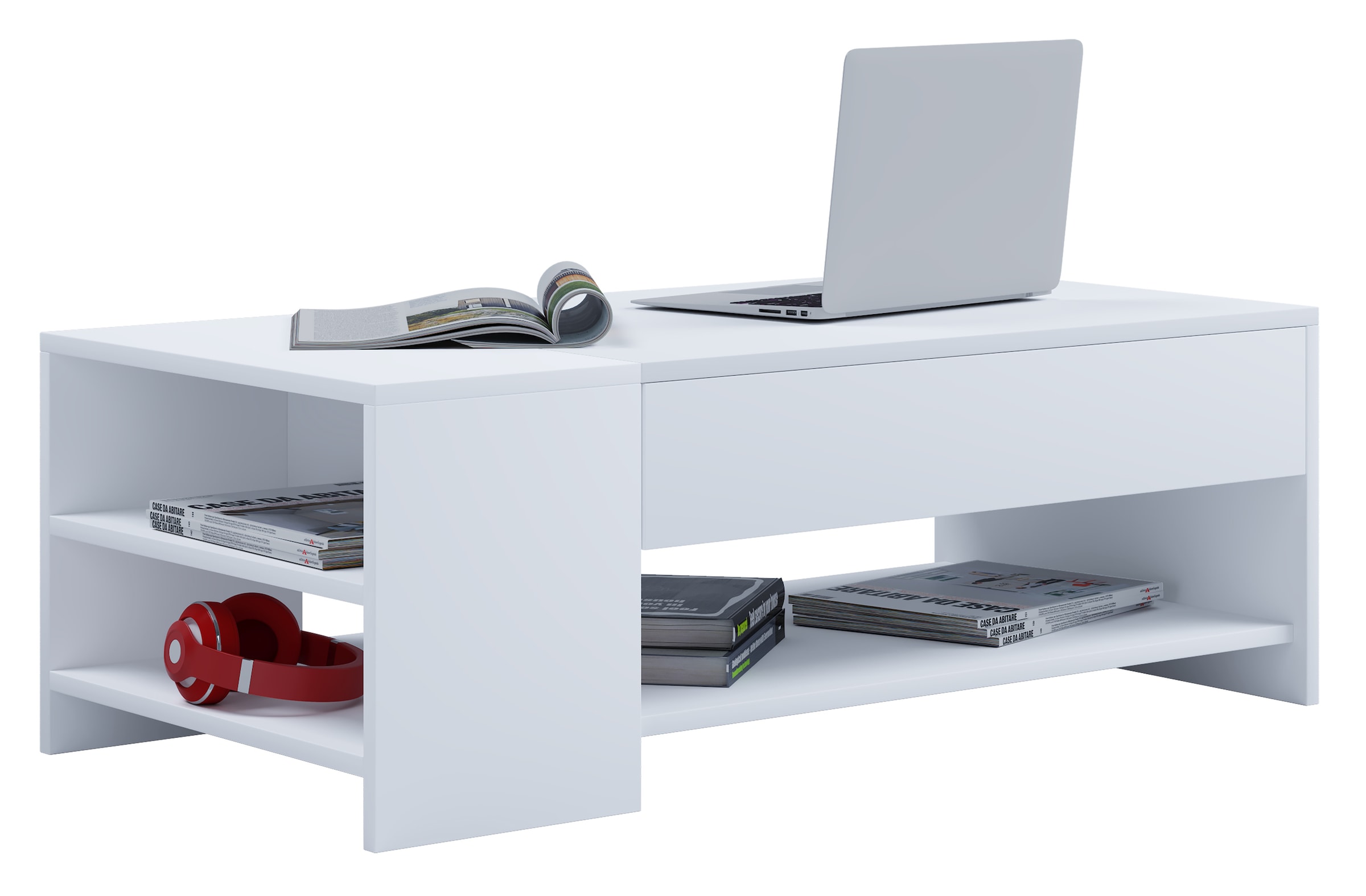 Couchtisch VCM "Holz Sofatisch Couchtisch Schublade Tindus", weiß (weiß, weiß), B:100cm T:50cm, Tische, Couchtisch