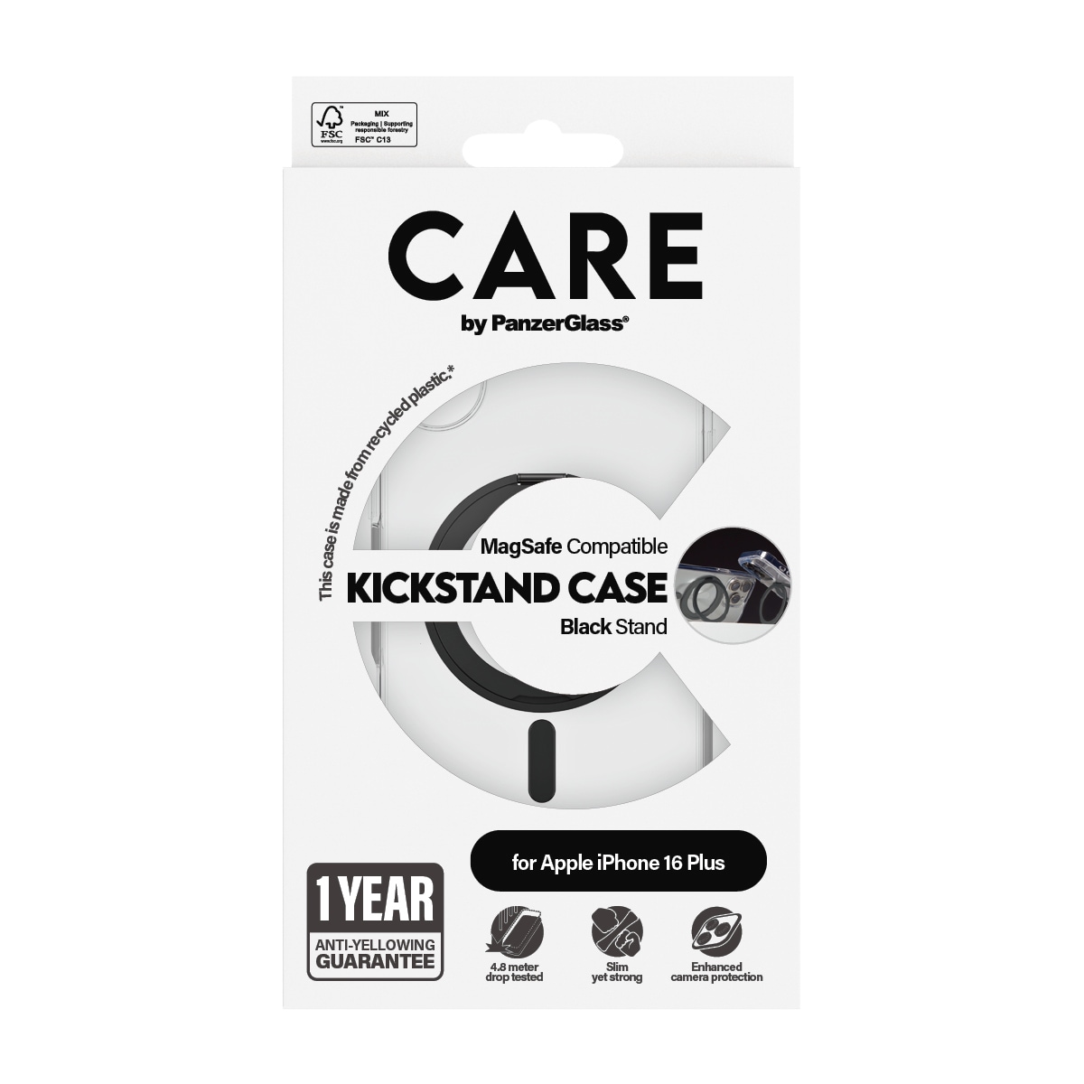 CARE by PanzerGlass Handyhülle »Kickstand Case für Apple iPhone 16 Plus«, Backcover, Schutzhülle, Handyschutzhülle, Case, Schutzcase, stoßfest