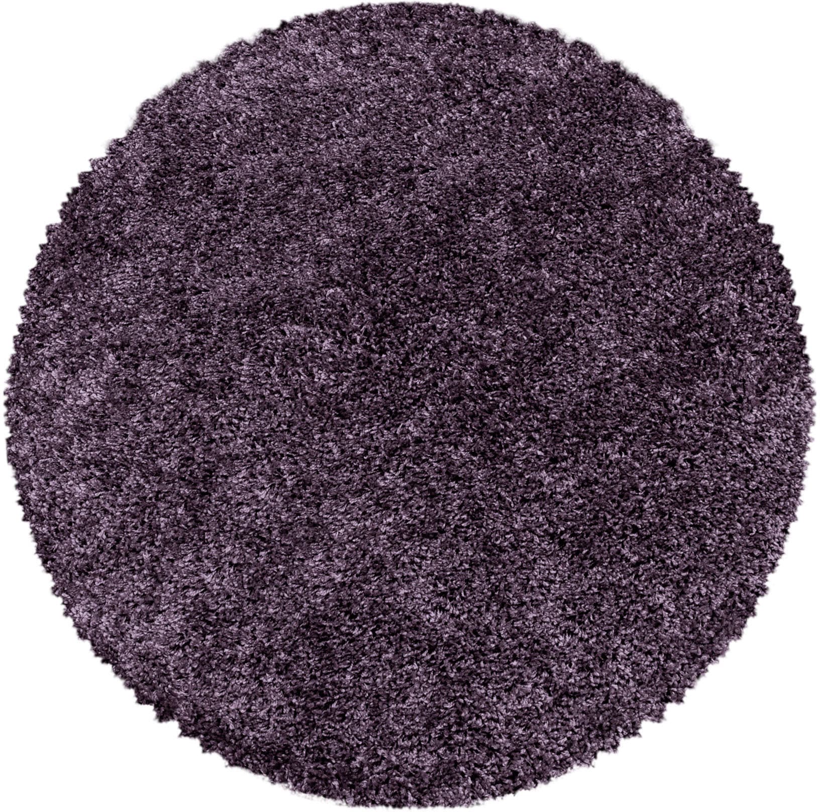 Hochflor-Teppich AYYILDIZ TEPPICHE "SYDNEY 3000", lila (violett), H:30mm Ø:120cm, Polypropylen (PP), Teppiche, Shaggy, Langflor, uni, auch rechteckig, Wohnzimmer