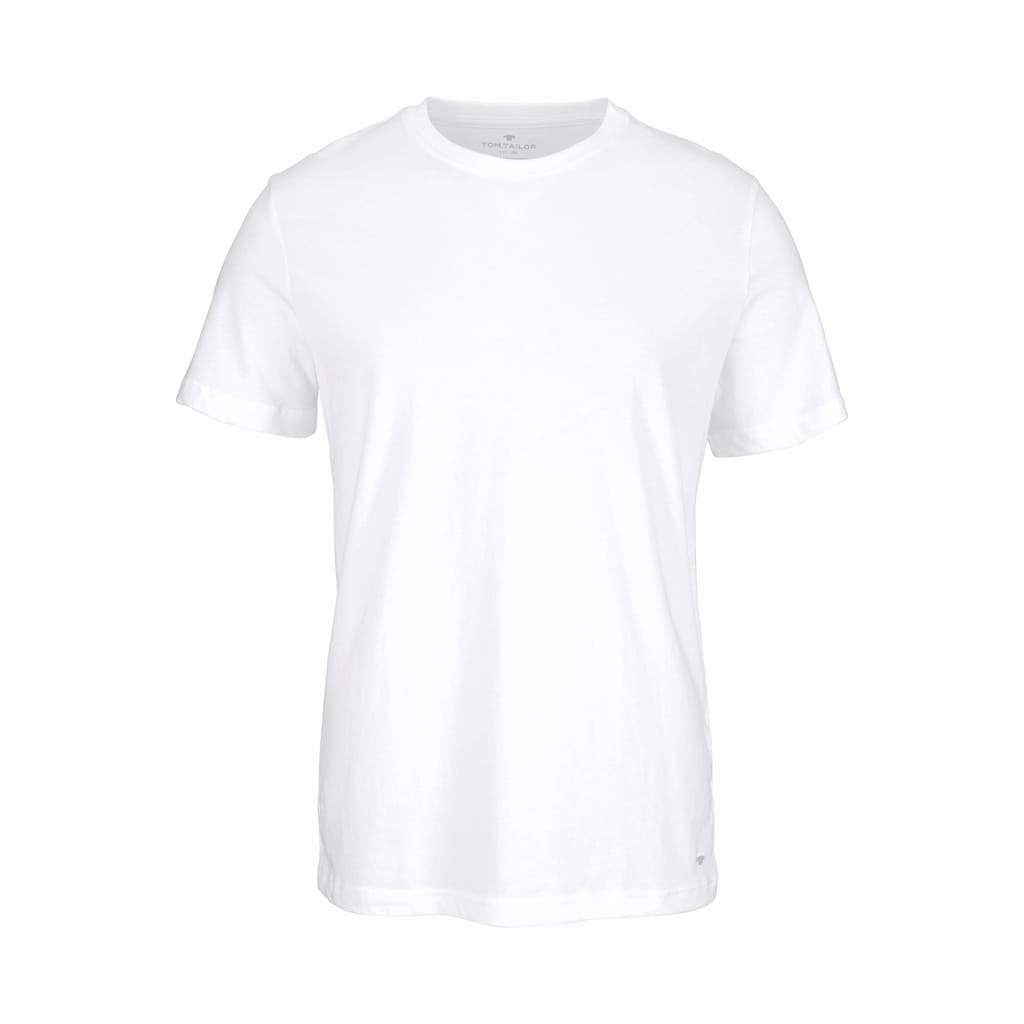 Herrenmode Shirts TOM TAILOR T-Shirt, (Packung, 2er-Pack), perfektes Basic weiß + weiß