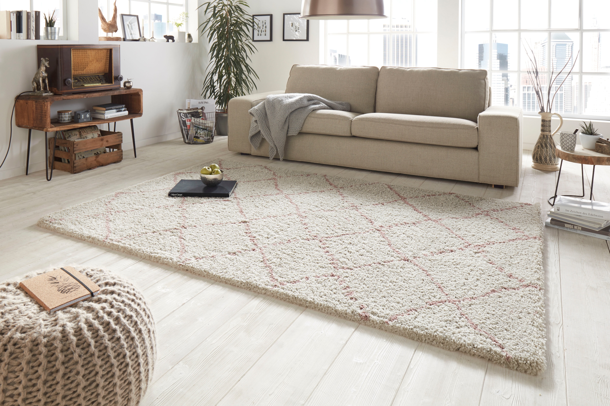 HANSE Home Hochflor-Teppich »Hash«, rechteckig, Shaggy, Flokati, Raute, Weich, Modern, Wohnzimmer, Schlafzimmer, Flur