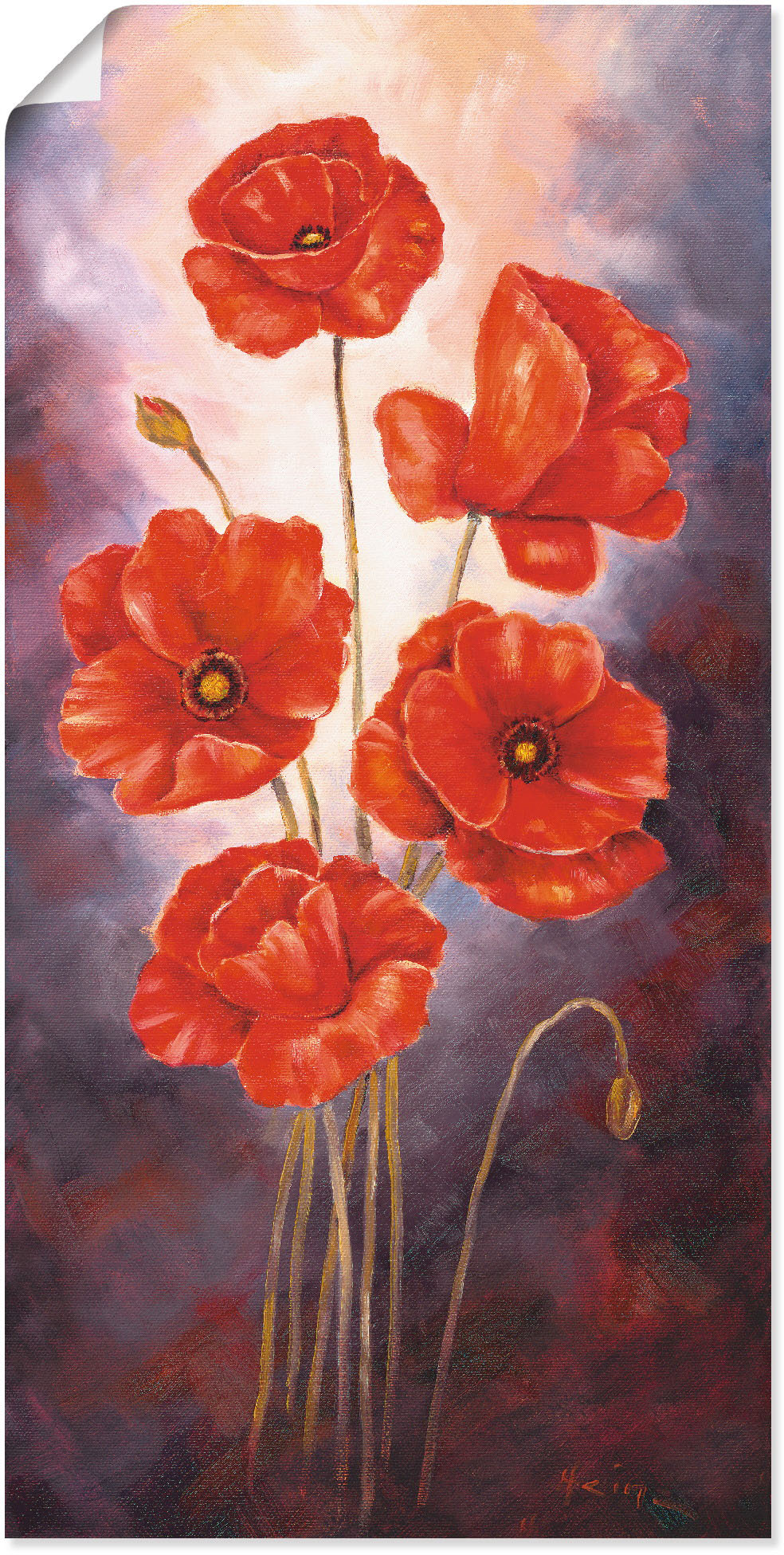 Artland Wandbild "Mohn V" Blumen 1 Stk. tlg. als Leinwandbild, Poster in verschied. Größen