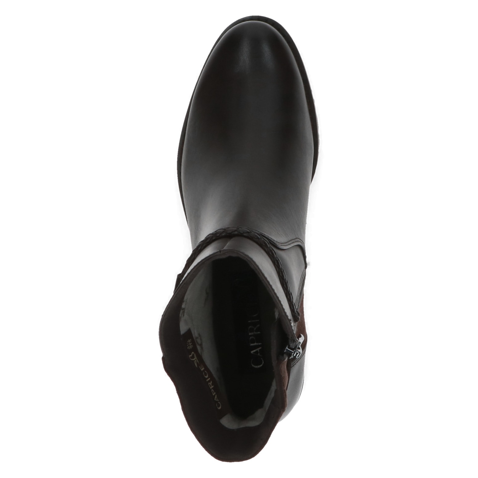 Caprice Stiefelette, Blockabsatz, Businessschuh mit geflochtenem Zierriemchen