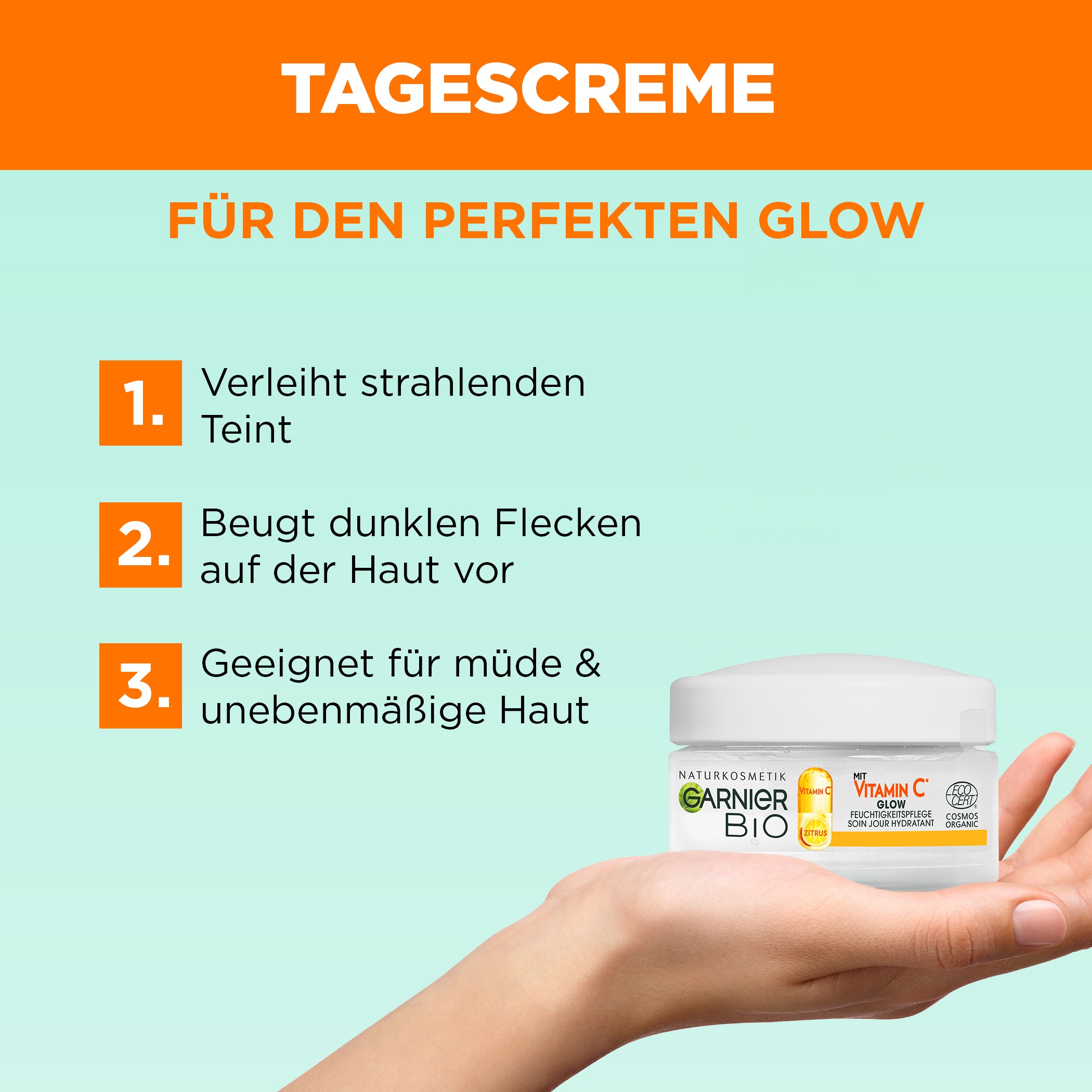 GARNIER Tagescreme »Bio Feuchtigkeitspflege Vitamin C« gegen unebenmäßige Haut, beugt dunkle Flecken vor