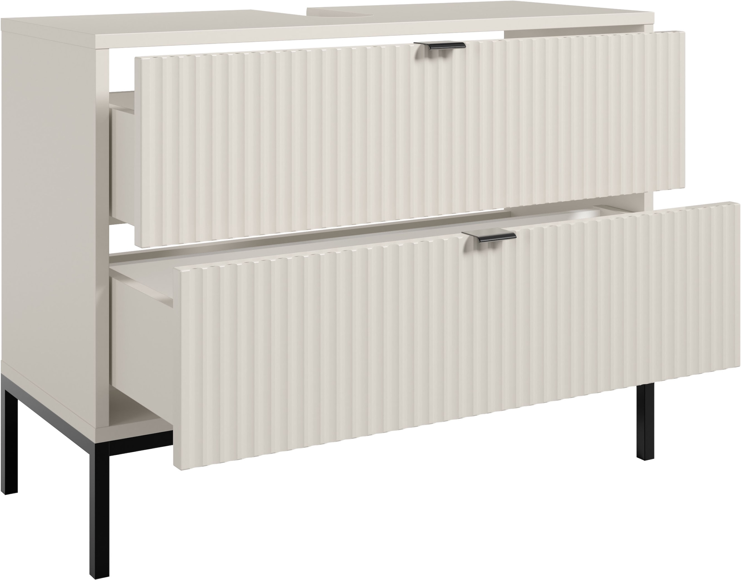 BASIC by Balculina Waschbeckenunterschrank »Lucera BxHxT 80x60x32 cm« 1 Stk. tlg. Breite 80cm, Unterflurauszug, Metallfüße