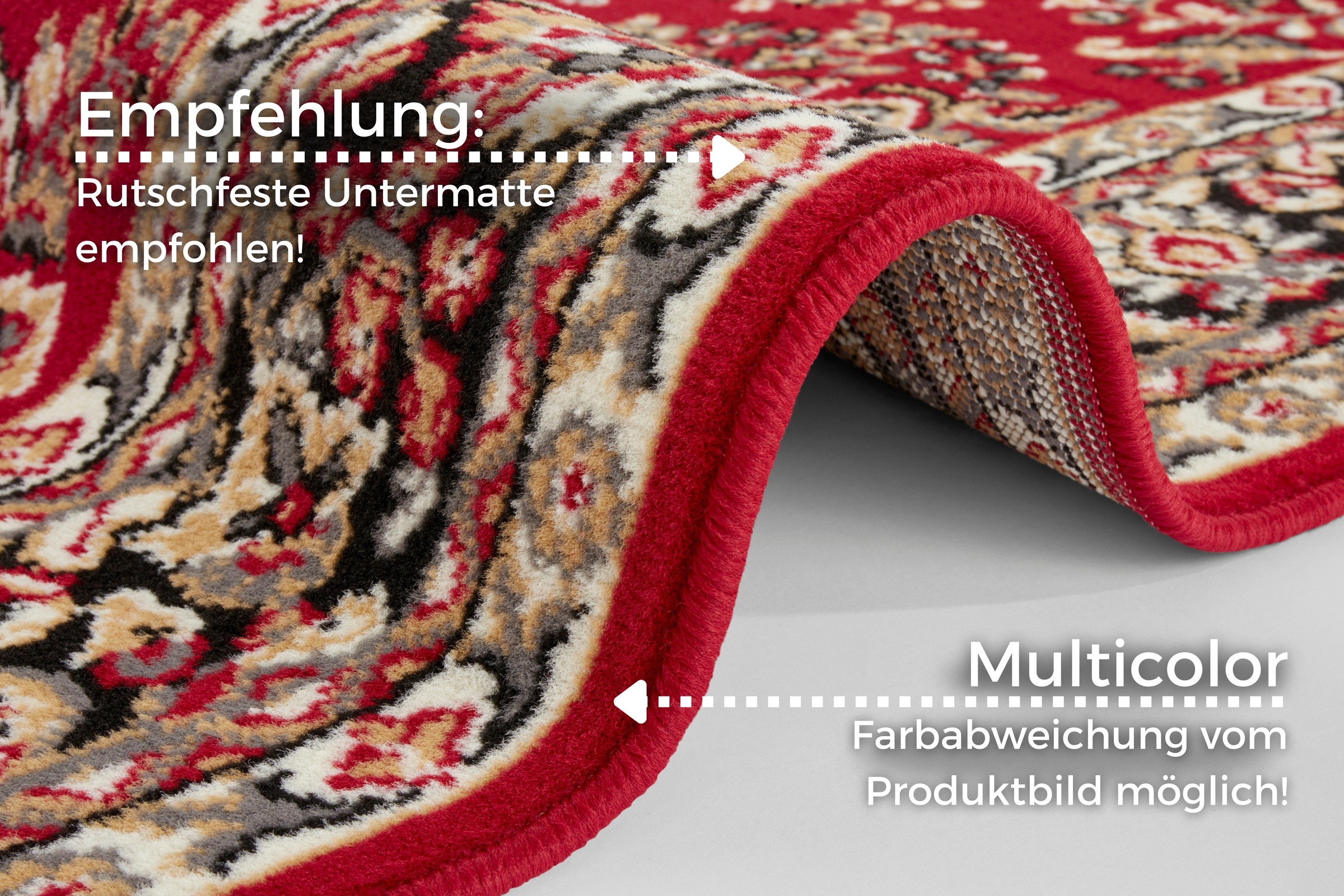 my home Teppich »Halton«, rechteckig, 8 mm Höhe, Kurzflor, Orient-Optik, mit Bordüre, Läufer, pflegeleicht, gekettelt