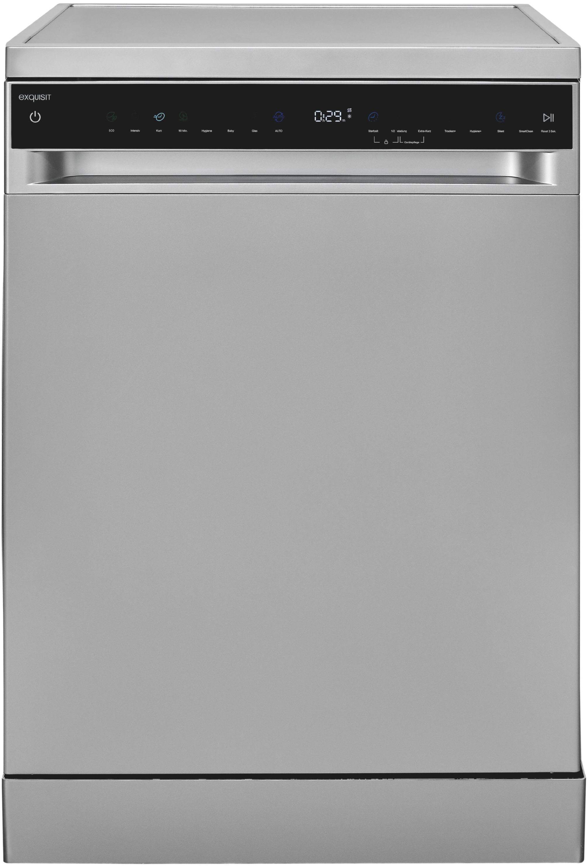 exquisit Standgeschirrspüler »GSP9316-450C silber« 10,9 l 16 tlg. Maßgedecke 16 Maßgedecke, LED, Besteckschublade, Auto Door Open, AquaStop