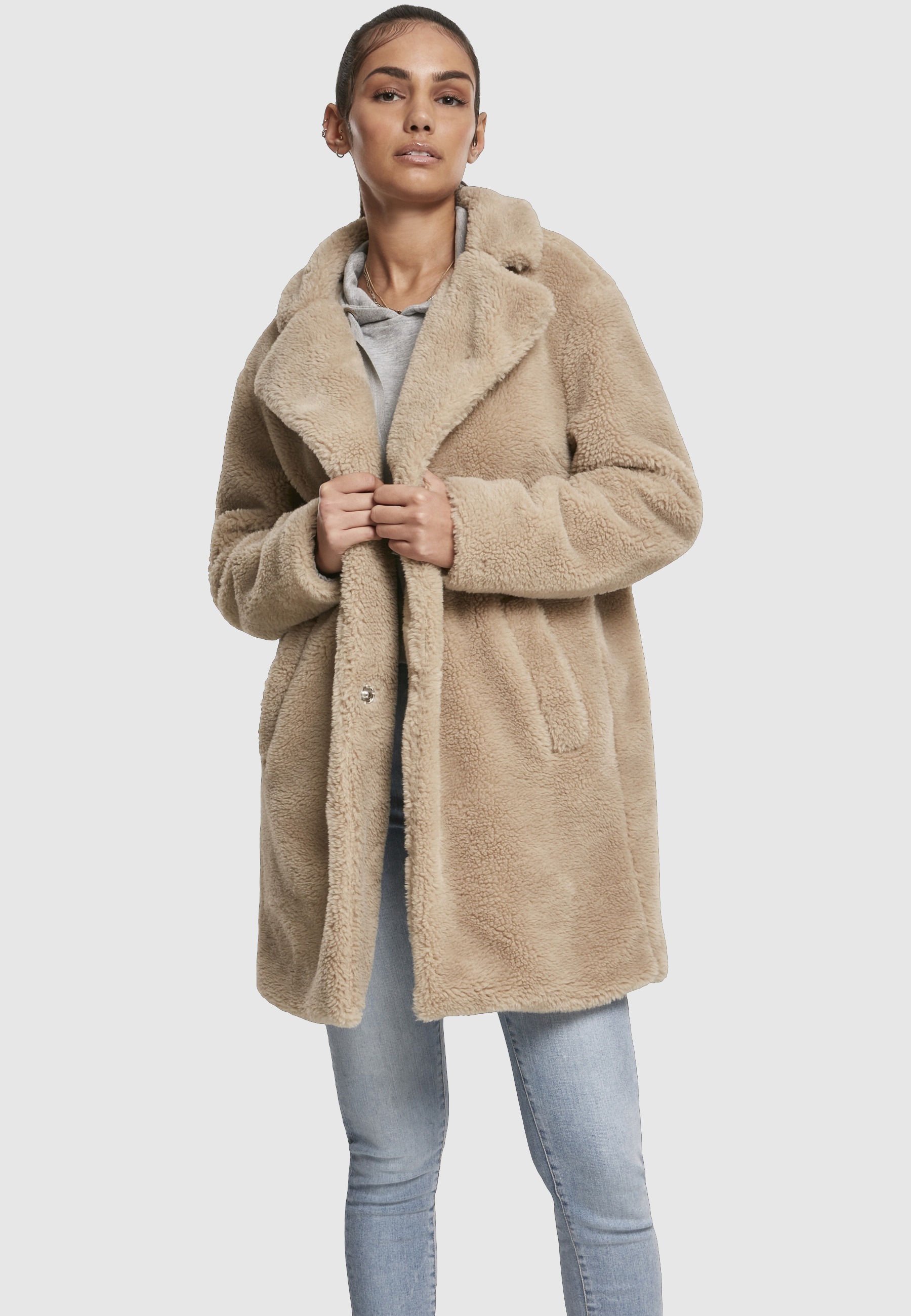 URBAN CLASSICS Parka »Urban Classics Damen Ladies Oversized Sherpa Coat« 1 Stk. tlg. ohne Kapuze