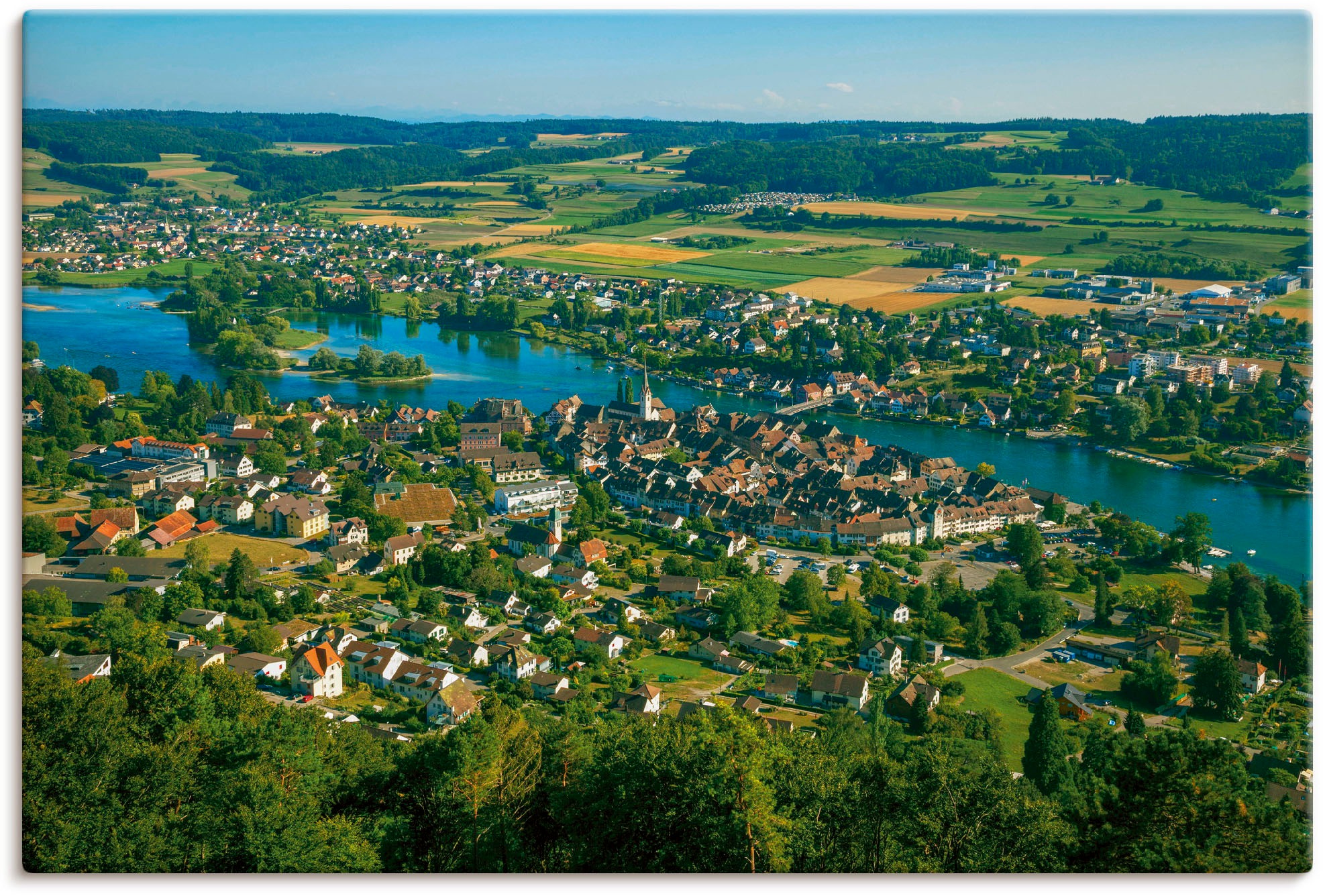 versch. Wandaufkleber Leinwandbild, St.), am »Blick BAUR Rhein«, (1 Schweiz, Größen Wandbild | als Alubild, Artland Poster über oder Stein in bestellen