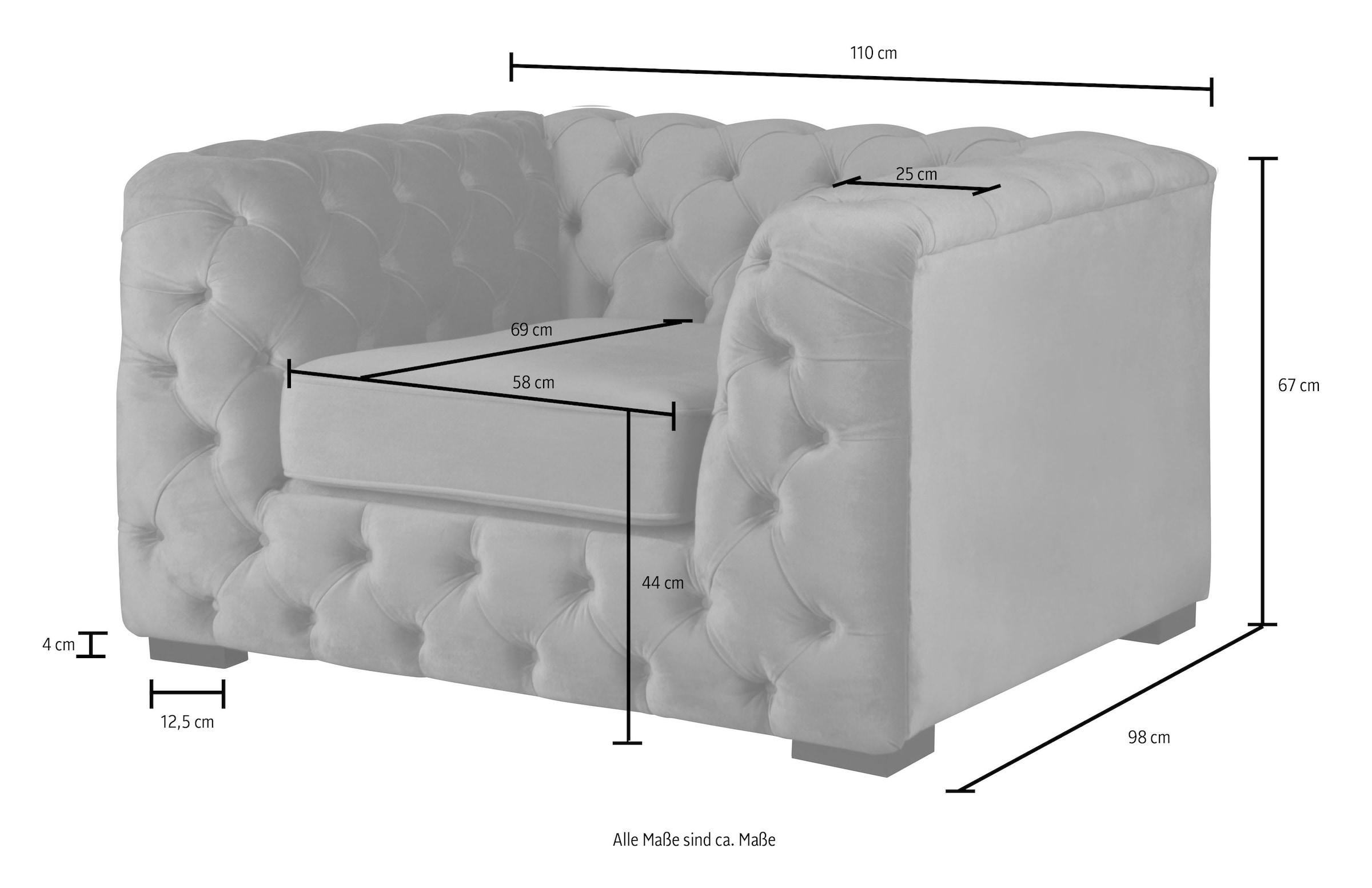 Guido Maria Kretschmer Home&Living Chesterfield-Sessel »Kalina Sessel«, mit klassischer Chesterfield-Knopfheftung, sehr hochwertige Qualität