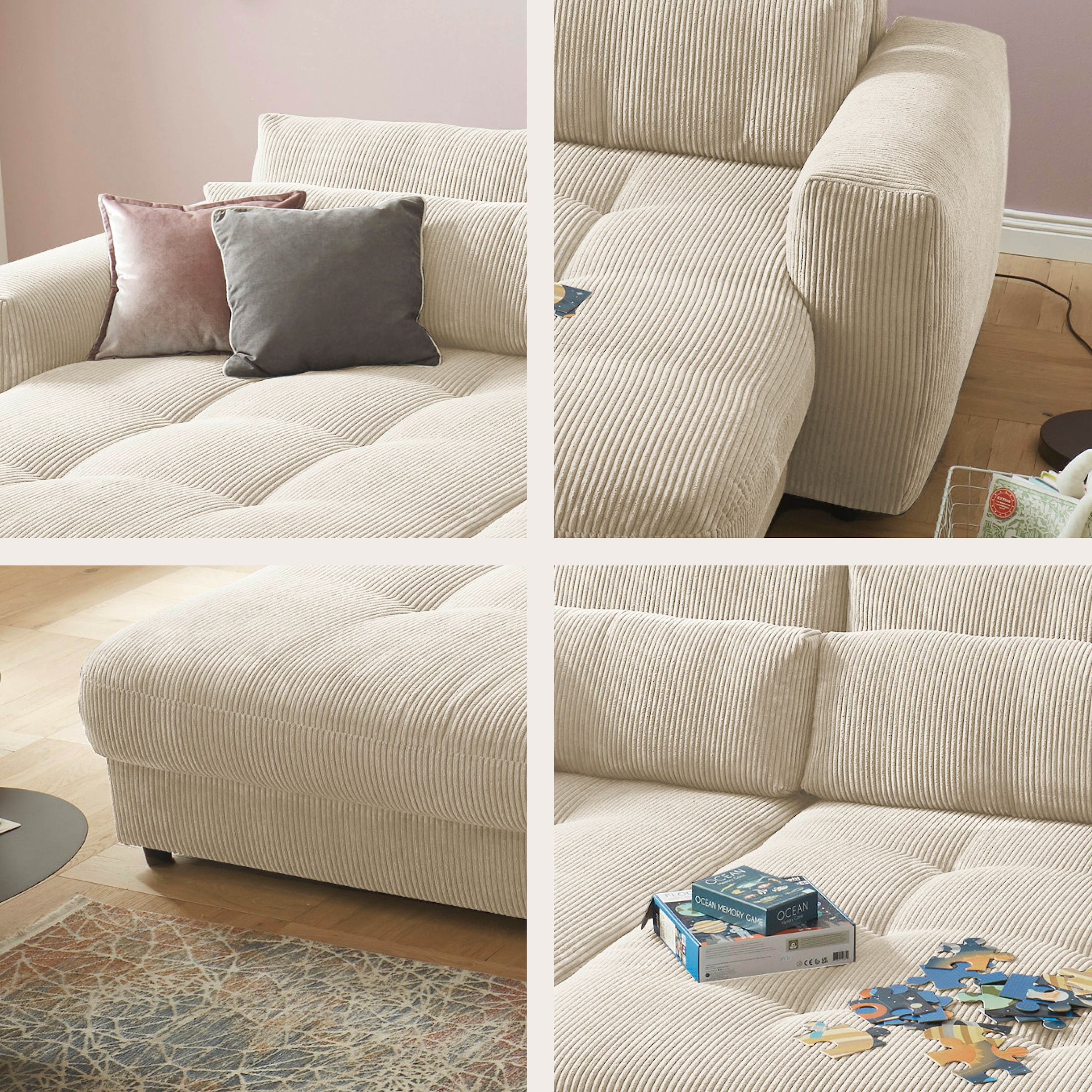 ED EXCITING DESIGN Big-Sofa »Loveseat, 2-Sitzer, Barura, Breite 292« Big-Sofa mit 2 Nierenkissen