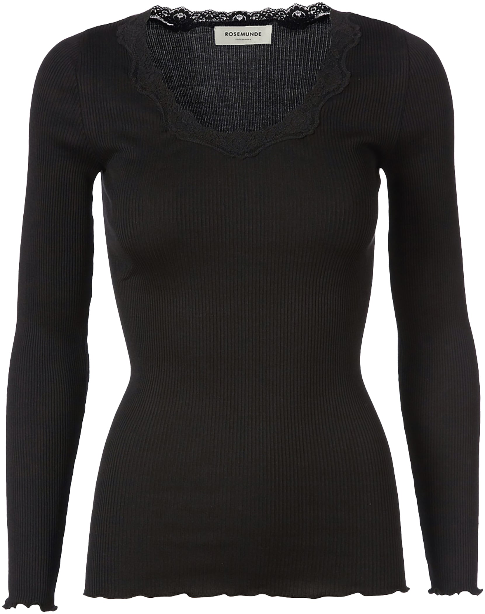 rosemunde Langarmshirt "Babette Silk Blouse", Rundhalsausschnitt mit Spitze günstig online kaufen