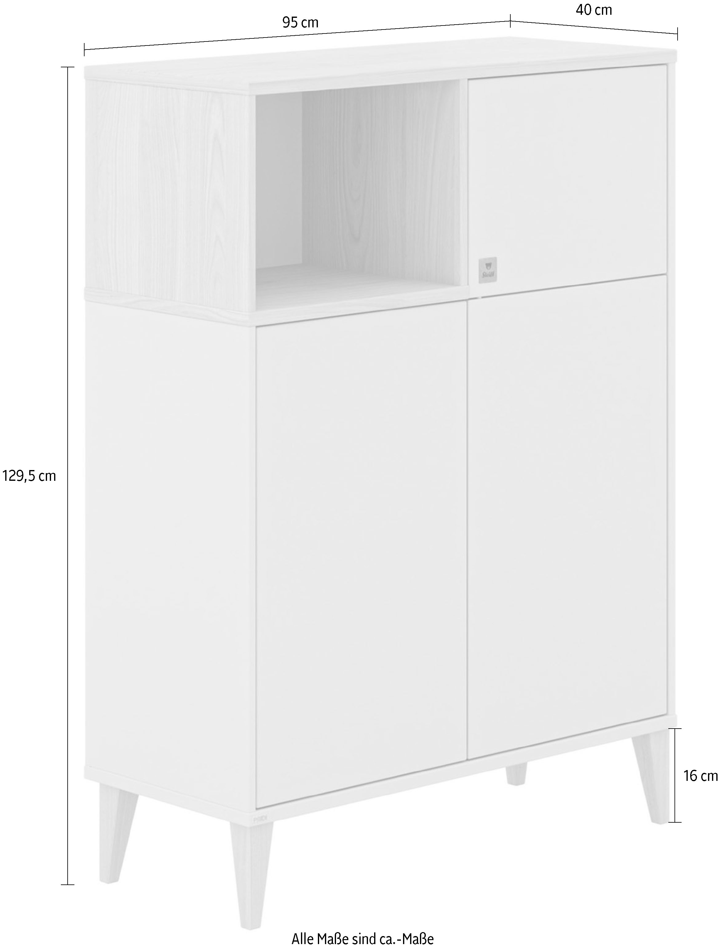 PAIDI Highboard »MILA & BEN Steiff by PAIDI«, moderne grifflose Ausführung mit zwei Türen