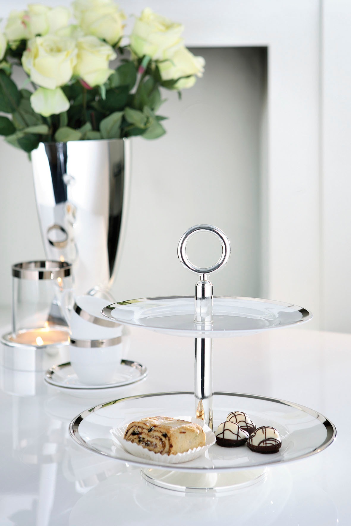 Fink Etagere "PLATINUM" Servierplatte mit Platinumrand, mit 2 Etagen, Höhe günstig online kaufen