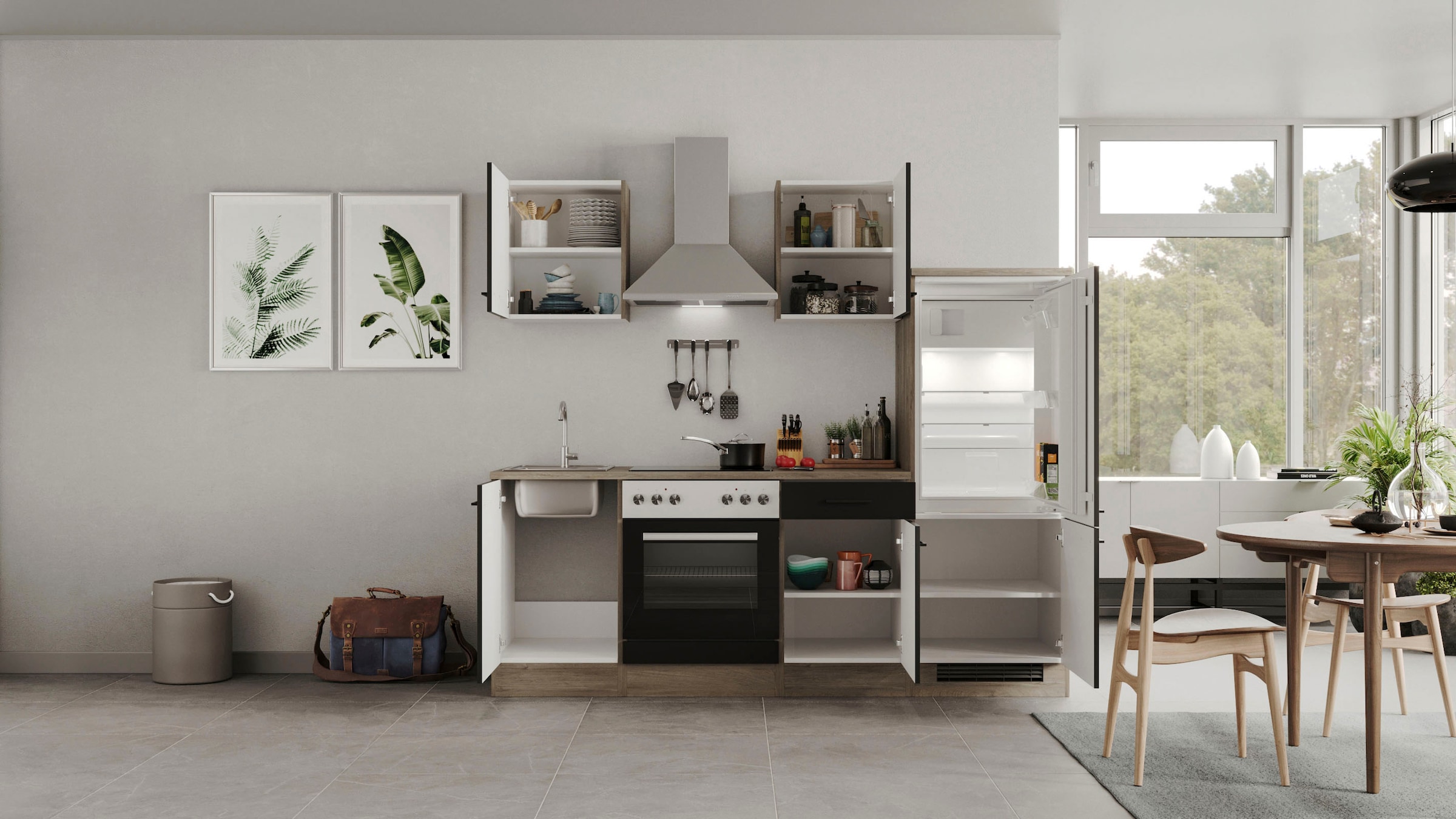Flex-Well Küche »Capri«, mit und ohne E-Geräten erhältlich, Gesamtbreite  220 cm | BAUR | Sockelblenden