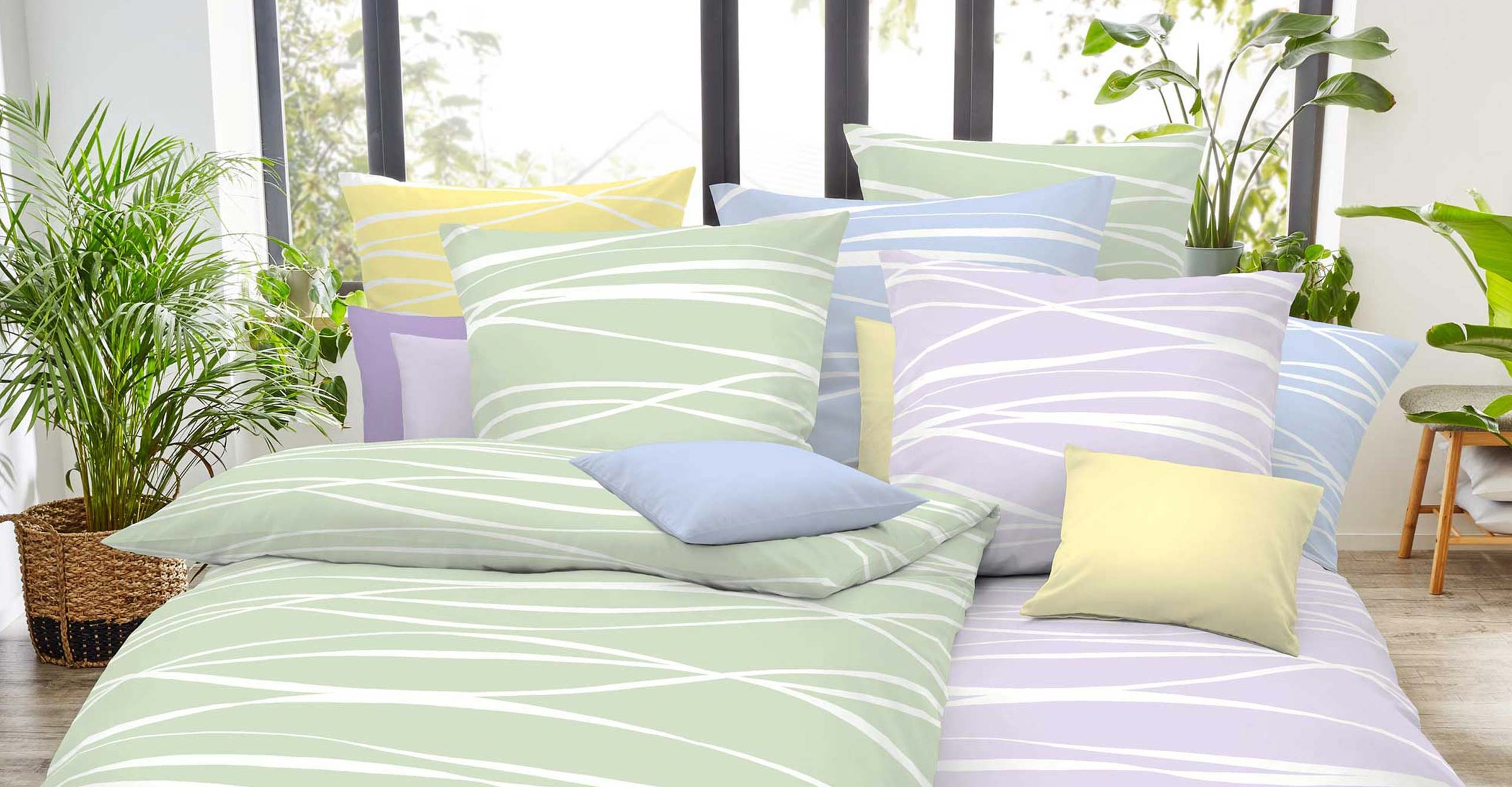 Thumbnail - Kaeppel Wendebettwäsche "MOTION 100% gekämmte Baumwolle" 3 Stk. mit feinen Wellenlinien, Markenreißverschluss, Wendeopti...