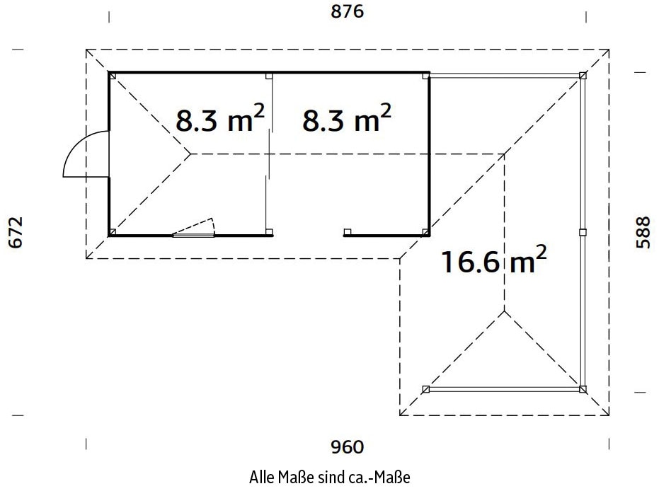 Palmako Holzpavillon »Bianca 33,2 m² Set 1«, BxTxH: 876x588x323 cm