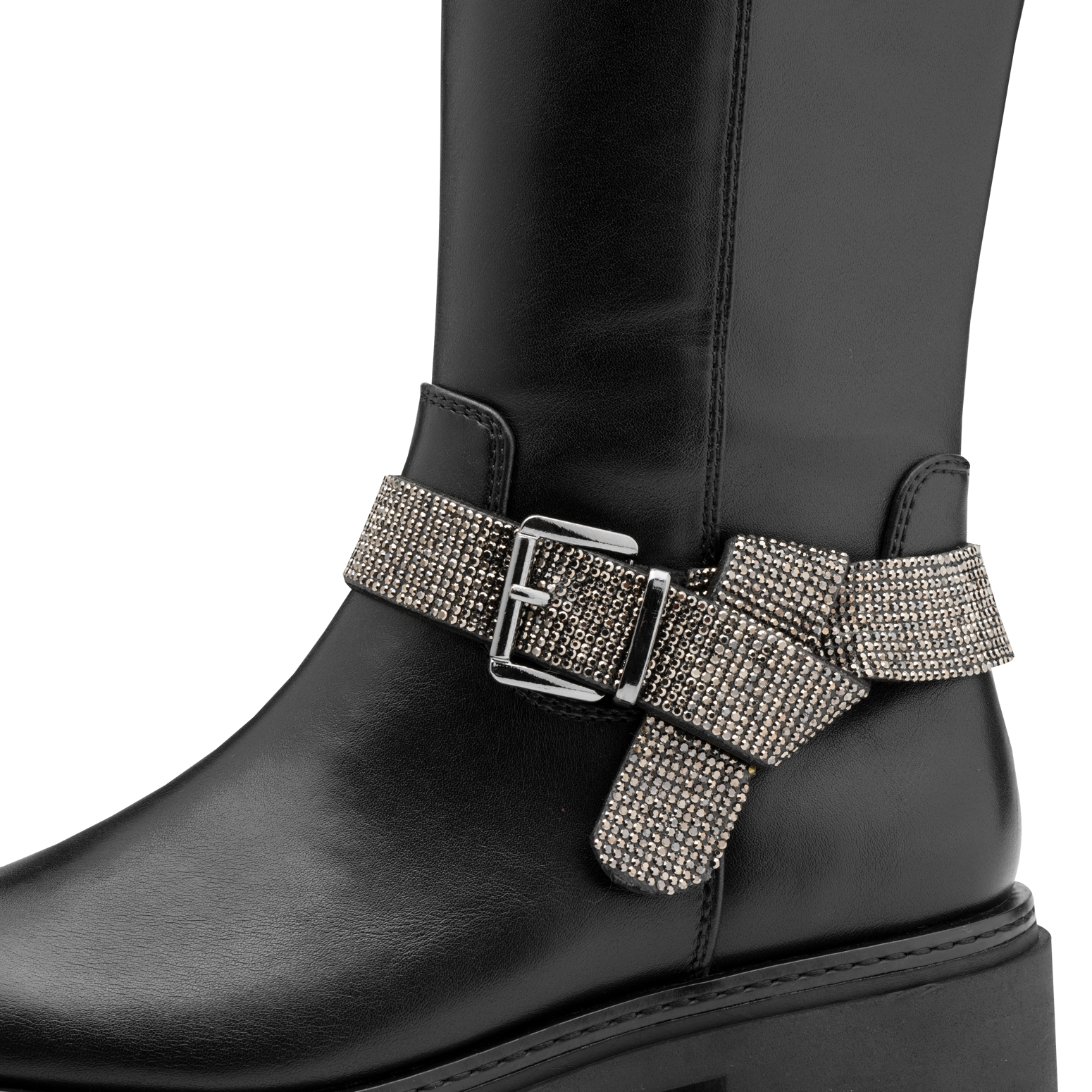 MARCO TOZZI by GMK Stiefel, Blockabsatz, Langschaftstiefel mit schmuckbesetztem Zierriegel