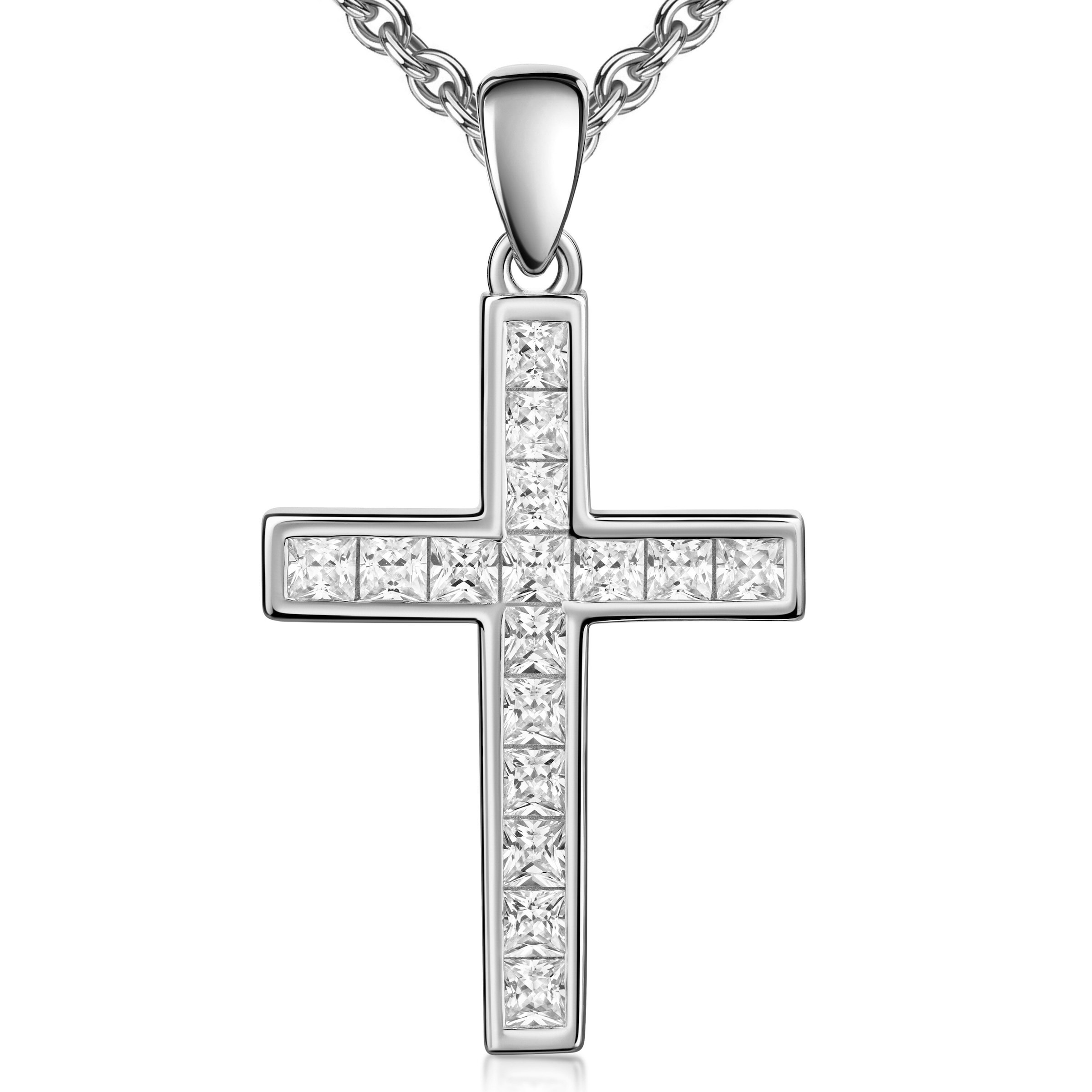 Firetti Kette mit Anhänger »Schmuck Geschenk Silber 925 Halsschmuck Kreuz-Design« Made in Germany - mit Zirkonia (synth.)