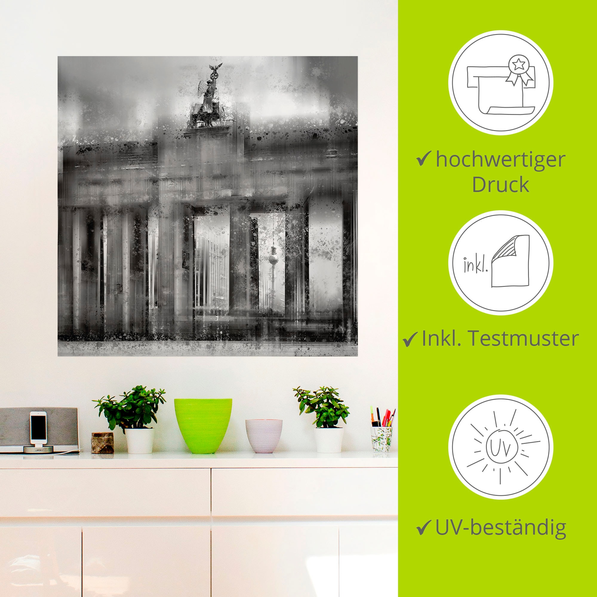 Artland Wandbild »Berlin Brandenburger Tor II«, Gebäude, (1 St.), selbstklebend