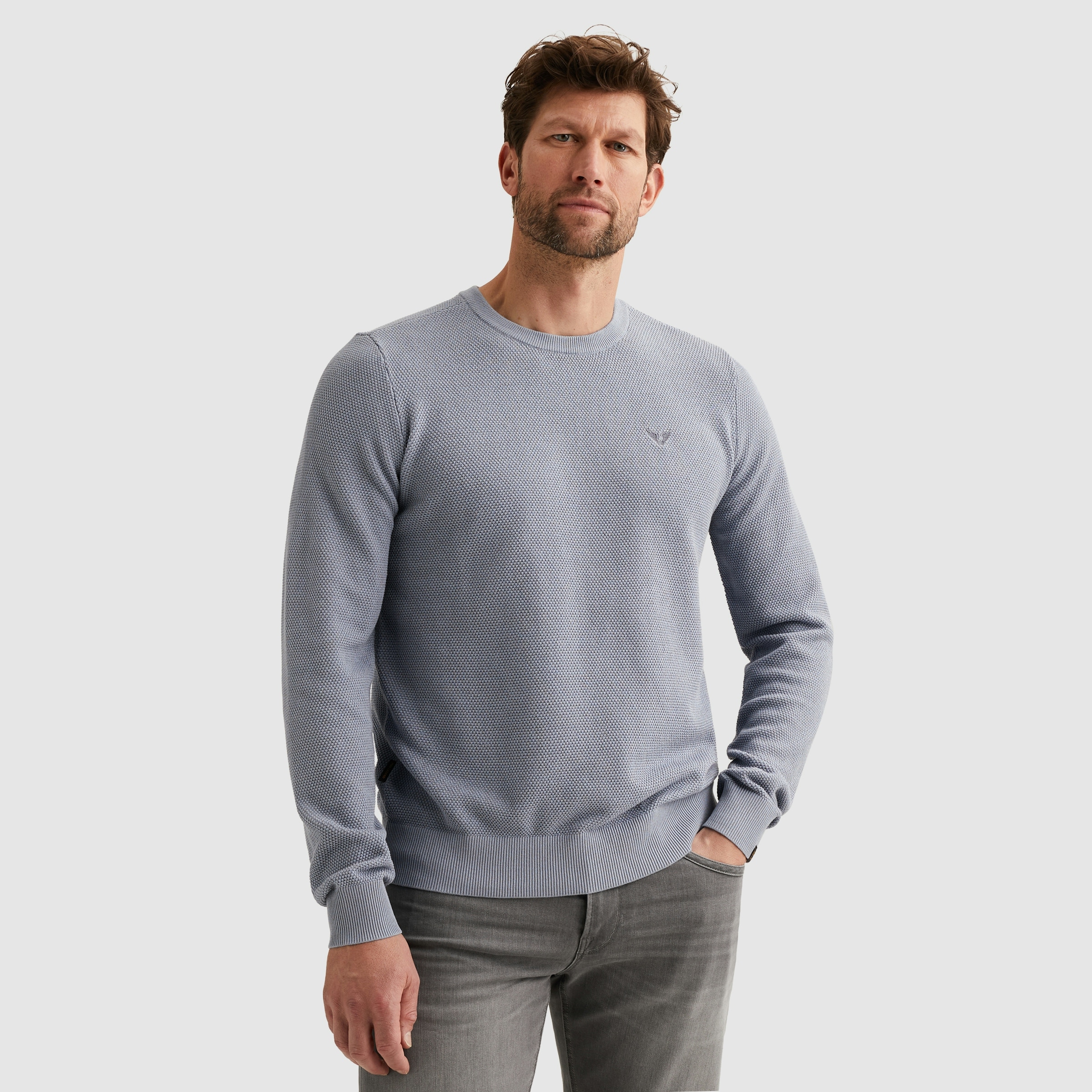PME LEGEND Rundhalspullover mit Logo Stickerei