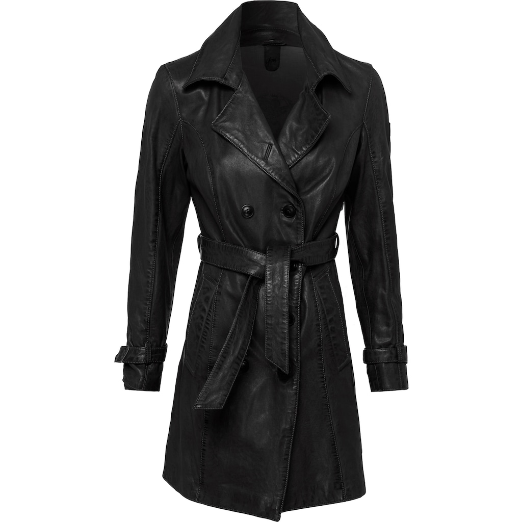 Gipsy Ledermantel »Taresa«, (2 tlg., mit Bindegürtel), Leder-Trenchcoat mit Bindegürtel