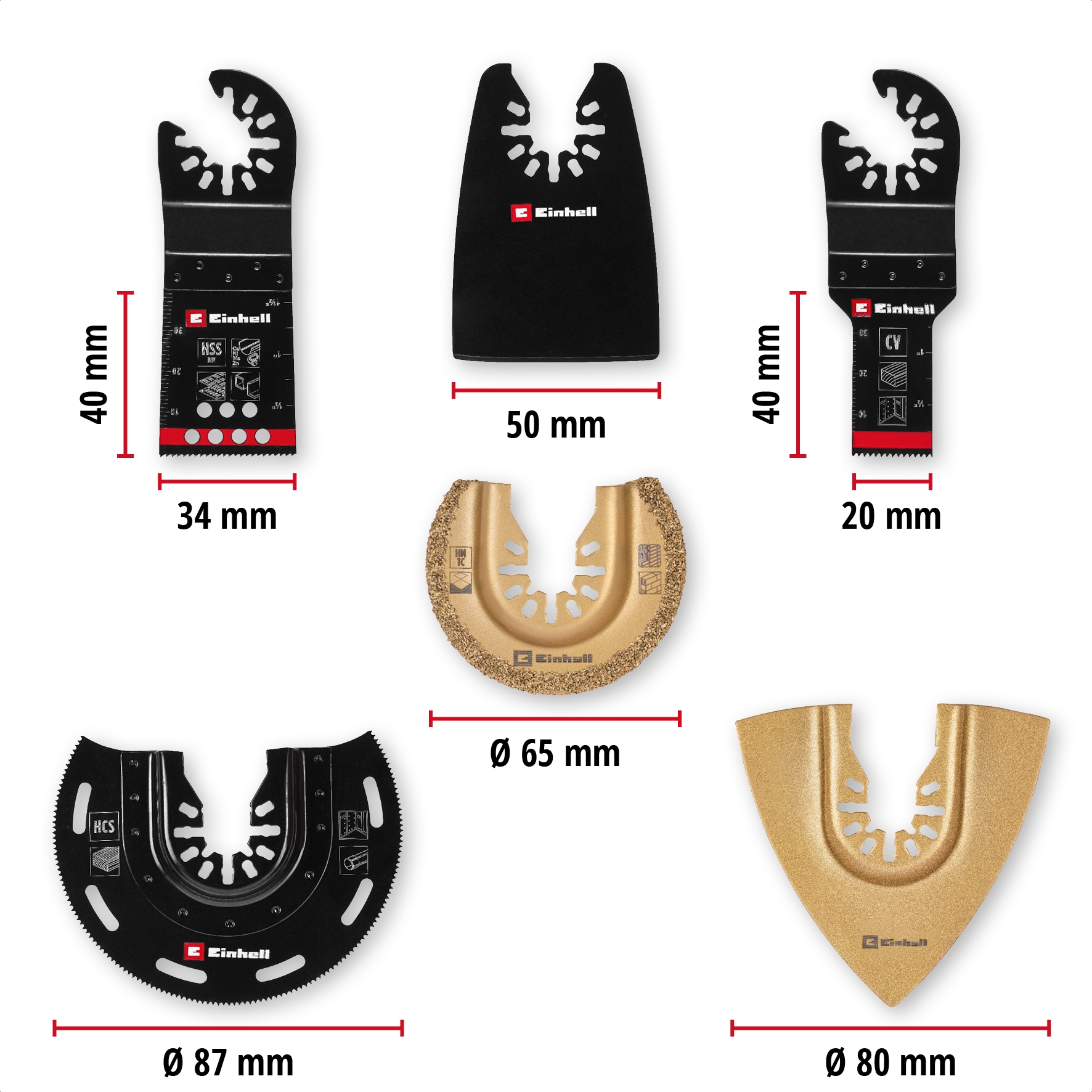 Einhell Tauchsägeblatt 6 Stk. tlg. 6-tlg. Multitool-Set
