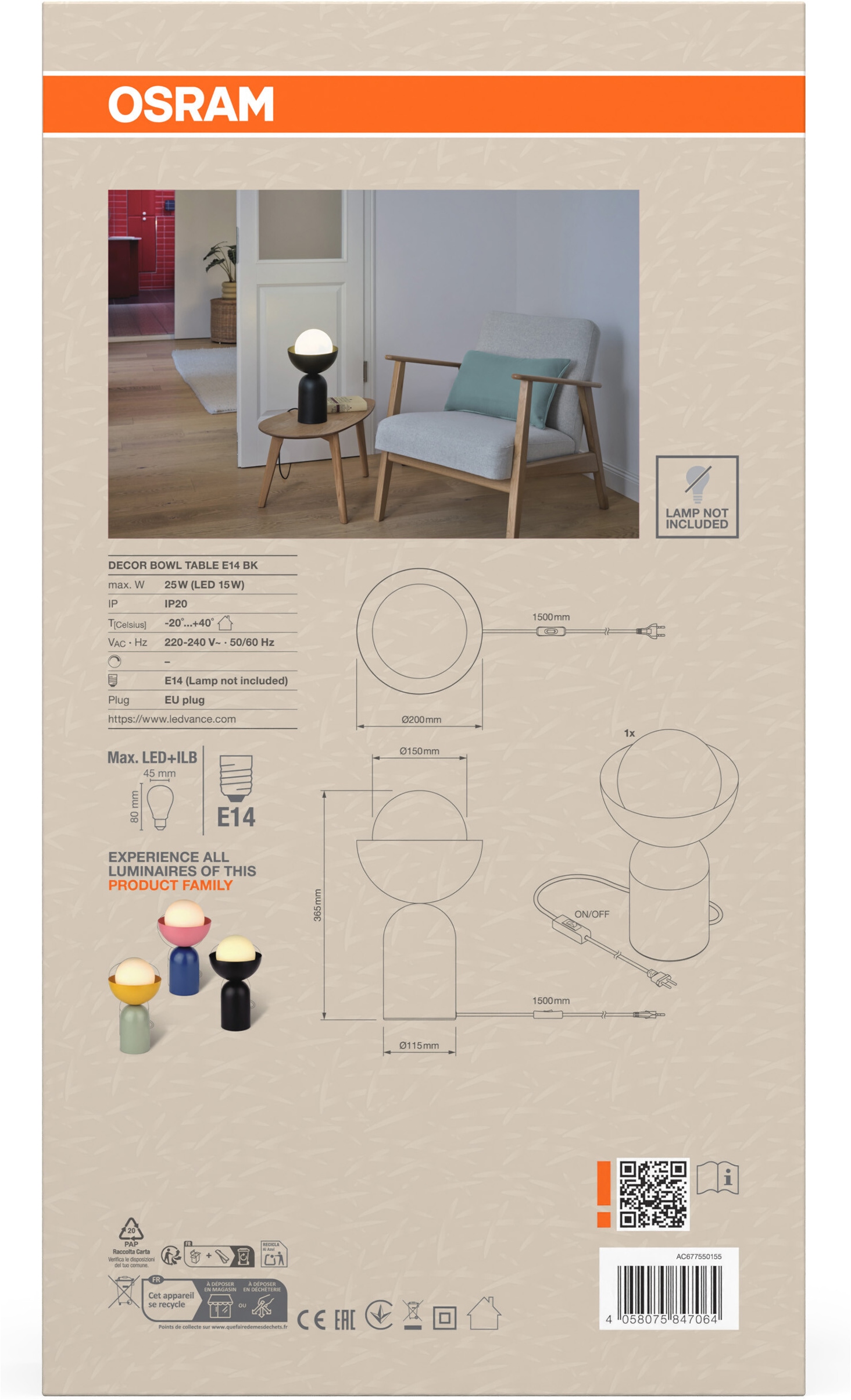 Osram Tischleuchte »Decor Bowl Table« E14 1 Stk. Fassung E14, Stahl