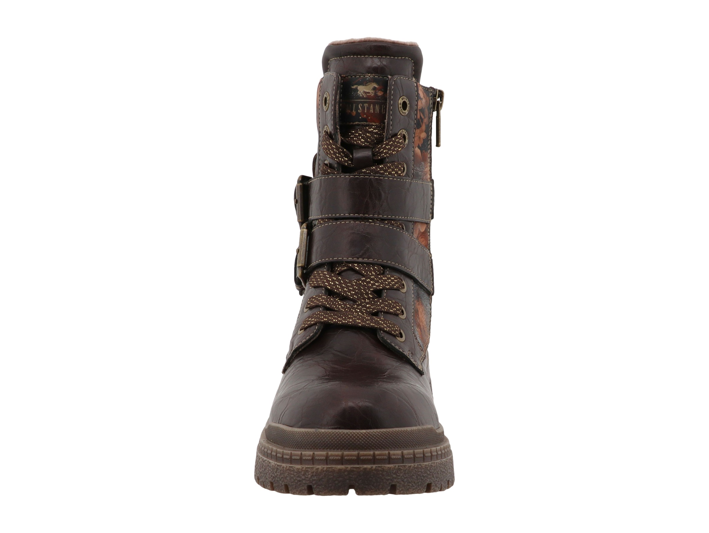 Mustang Shoes Schnürstiefelette »Stiefel«  Blockabsatz, Schnürboots mit Kontrastbesatz