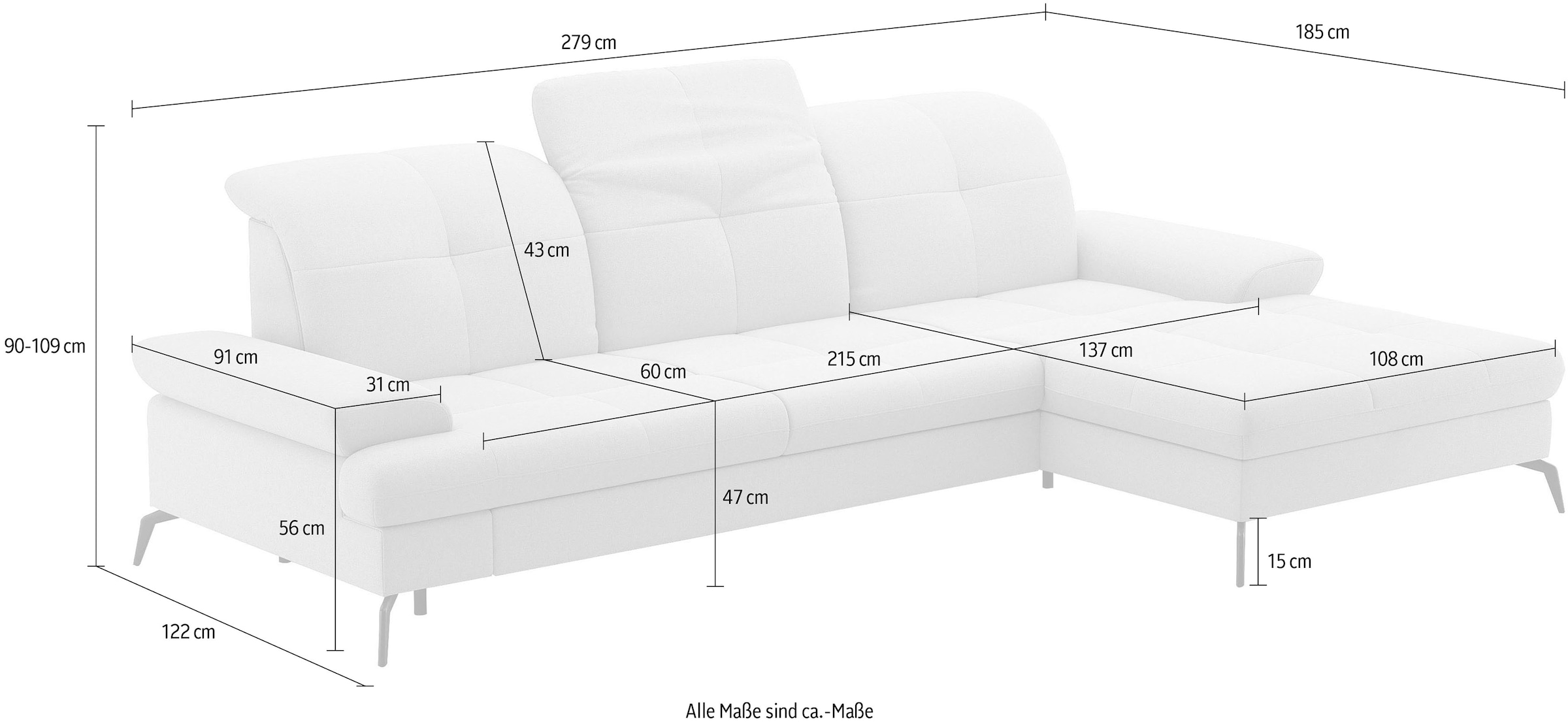 sit&more Ecksofa »Amica«, inkl Sitztiefenverstellung und Armteilverstellung
