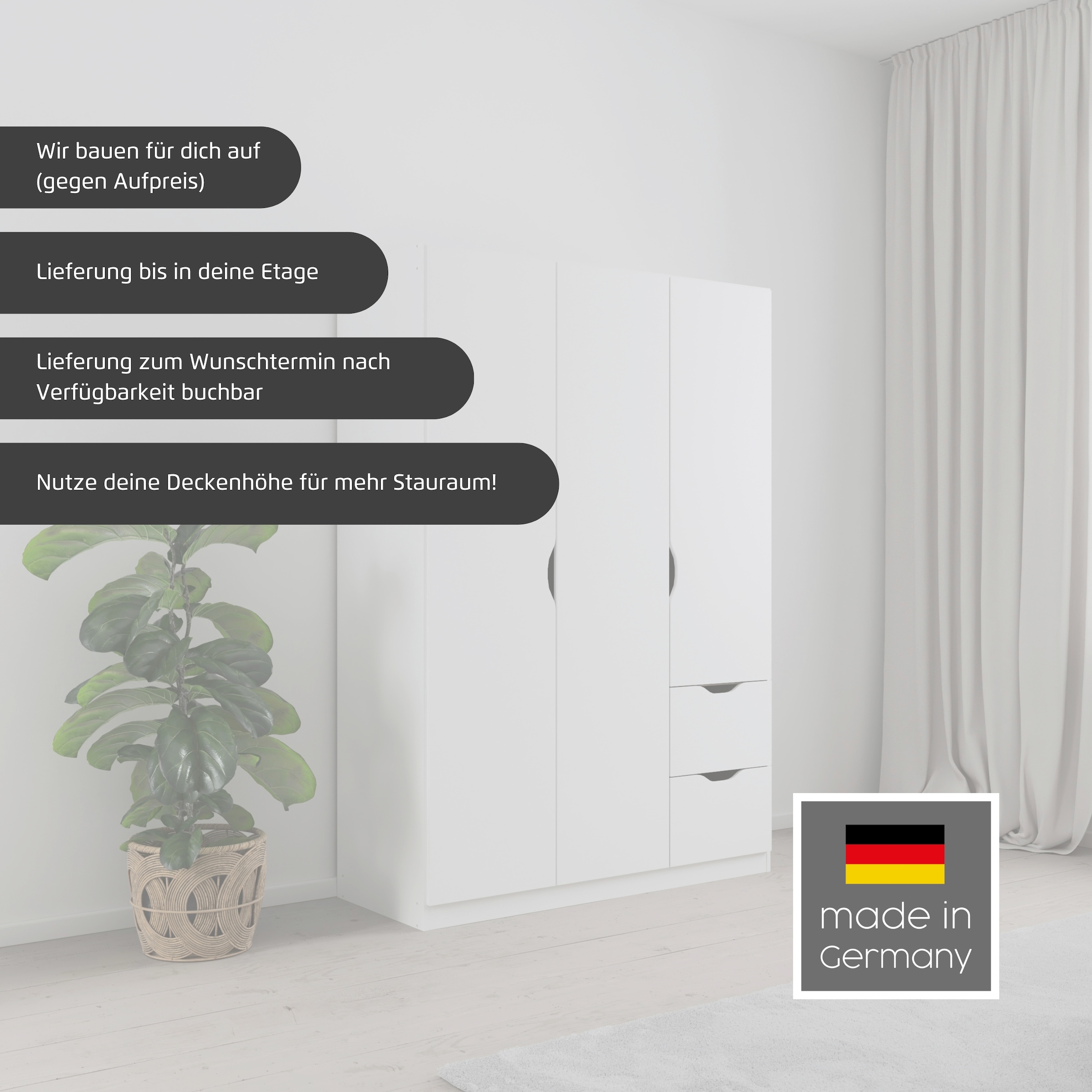 rauch Kleiderschrank »Freiham Drehtürenschrank Schrank Garderobenschrank Breite 91cm« Schlafzimmerschrank mit Spiegel und Griffmulden BESTSELLER