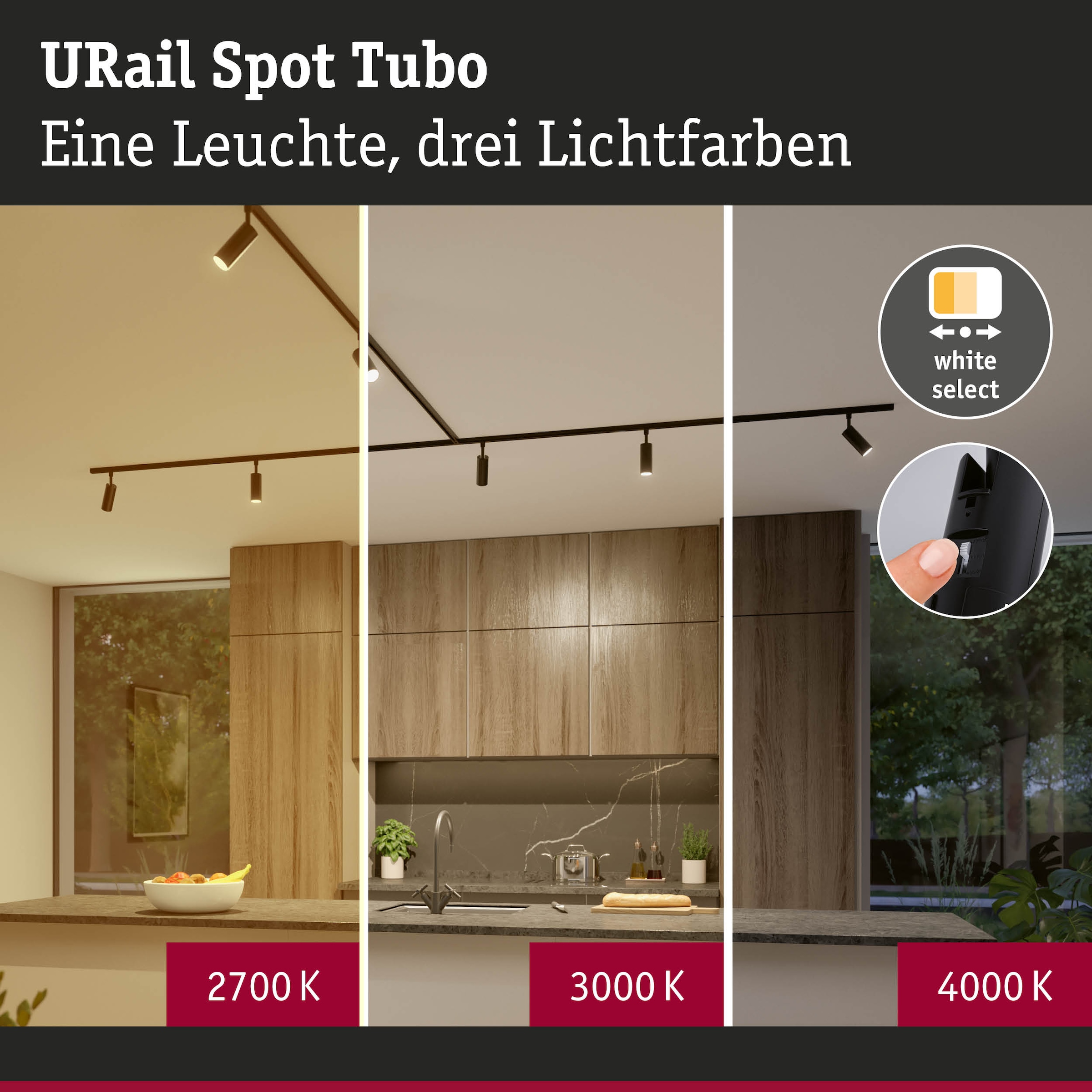 Paulmann Schienensystem-Leuchten »URail Spot Tubo 1x4W 2700-4000K 230V« LED-Modul 1 Stk. Farbwechsler 3-Step-Dim