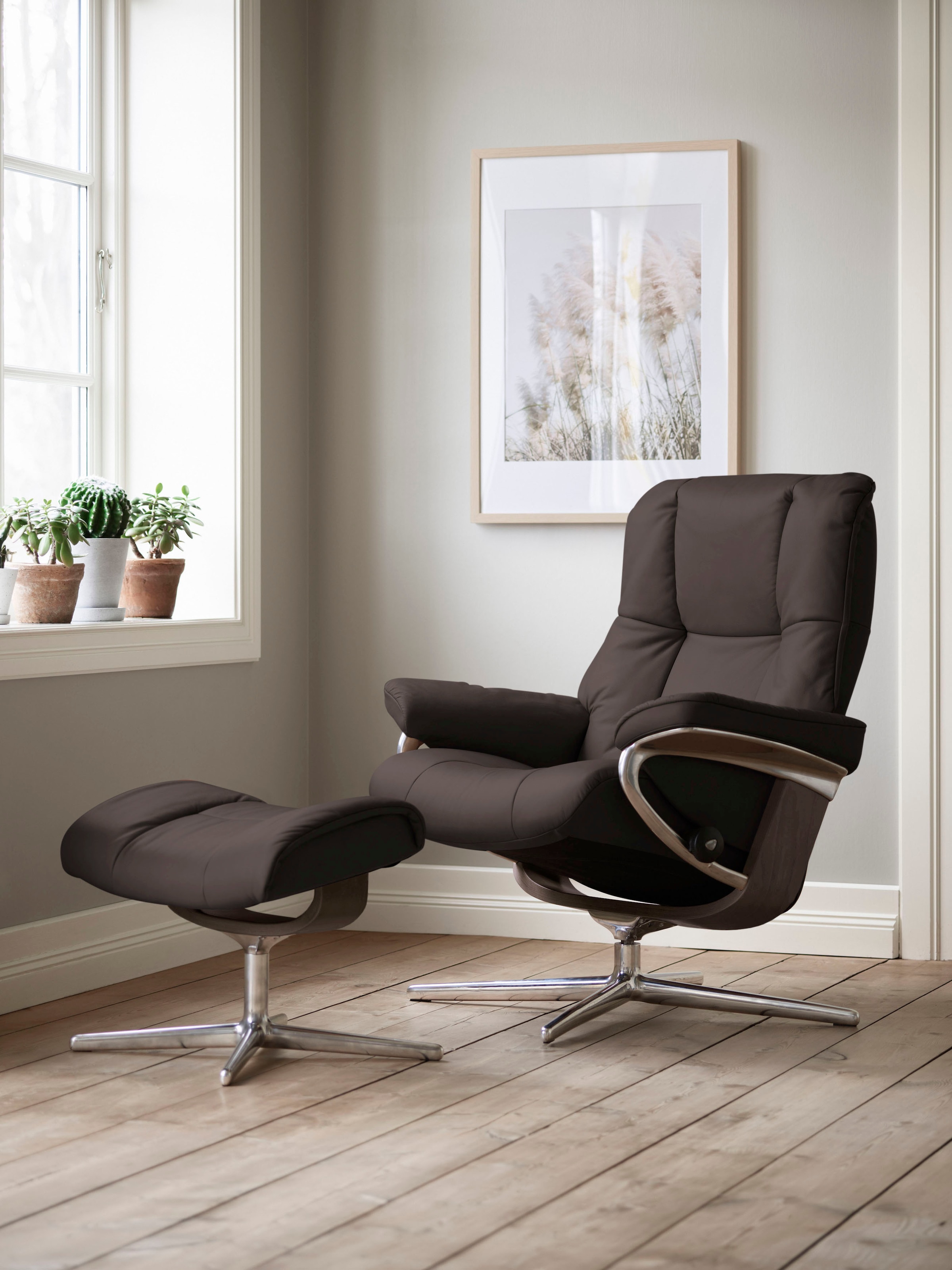 Stressless Fußhocker "Mayfair", mit Cross Base, Größe S, M & L, Holzakzent Wenge