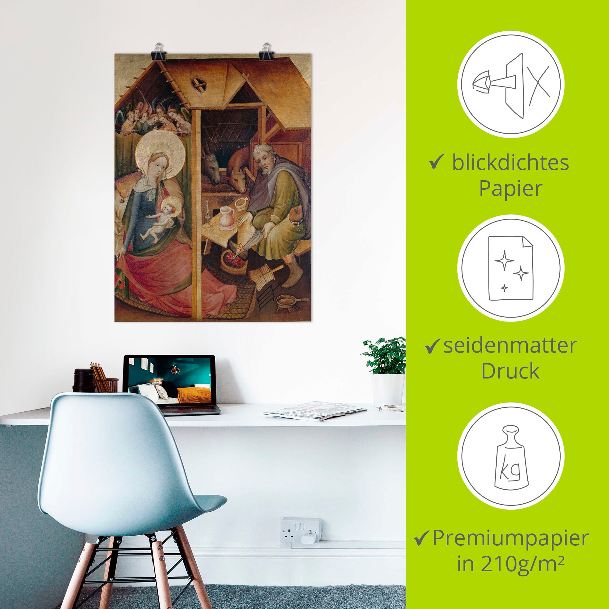 Artland Kunstdruck »Sogenannte Goldene Tafel. Geburt Christi«, Religion, (1 St.), als Leinwandbild, Wandaufkleber oder Poster in versch. Größen