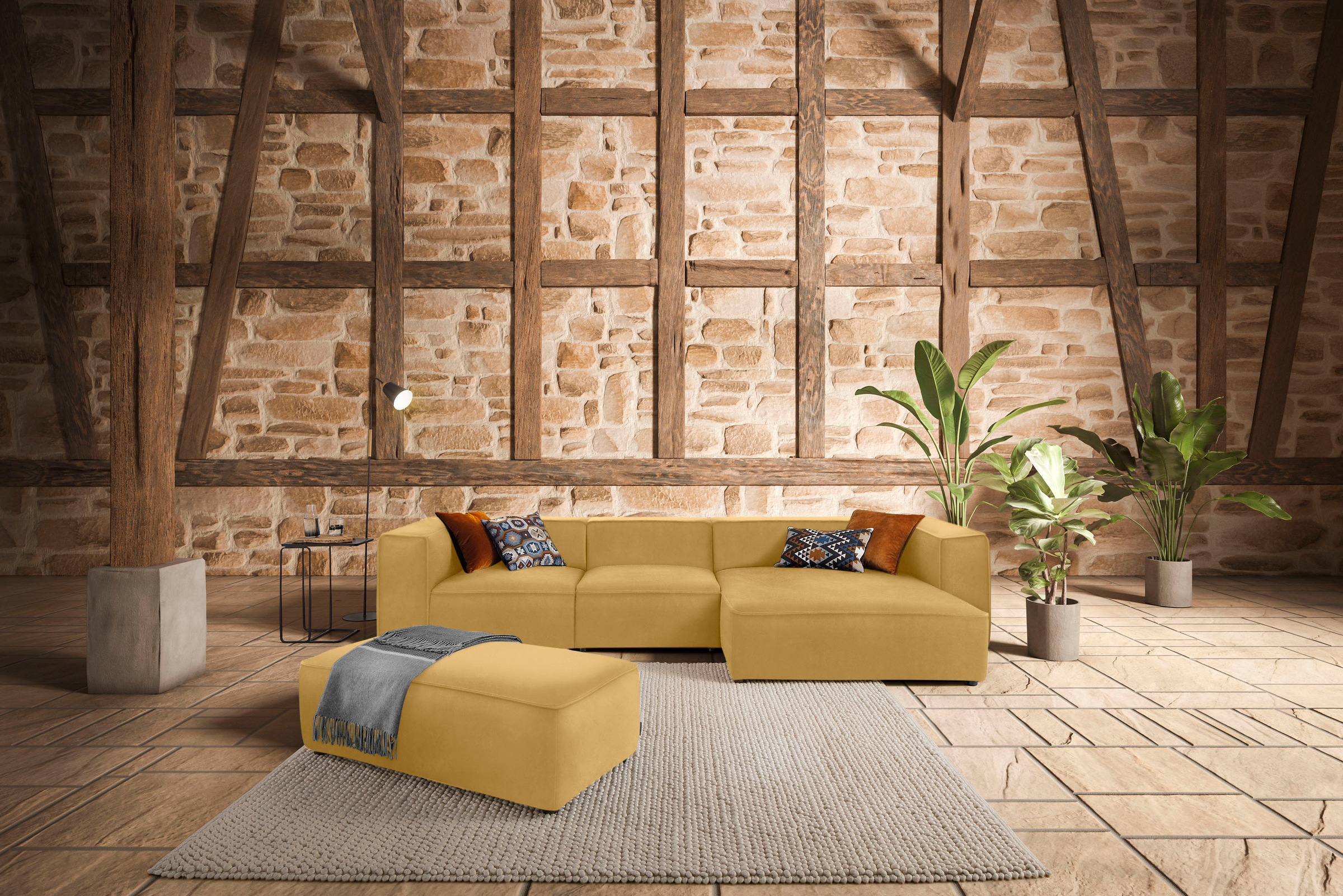 W.SCHILLIG Ecksofa "around-the-block Mega Sofa, viel Platz und hoher Sitzkomfort, L-Form" mit eleganter Biese, mit Federkern, Breite 341 cm