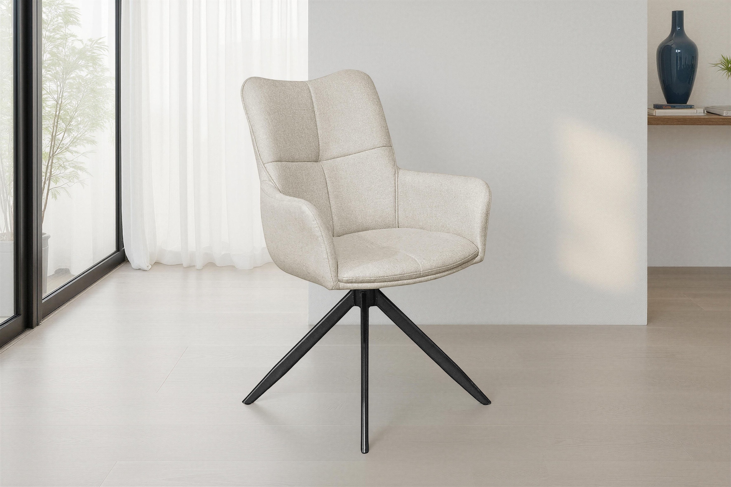 byLIVING Esszimmerstuhl »HAMILTON« (Set) 2 Stk.Webstoff, bis 110 kg, 360° drehbar, Schaumstoff, 4er Kreuzgestell
