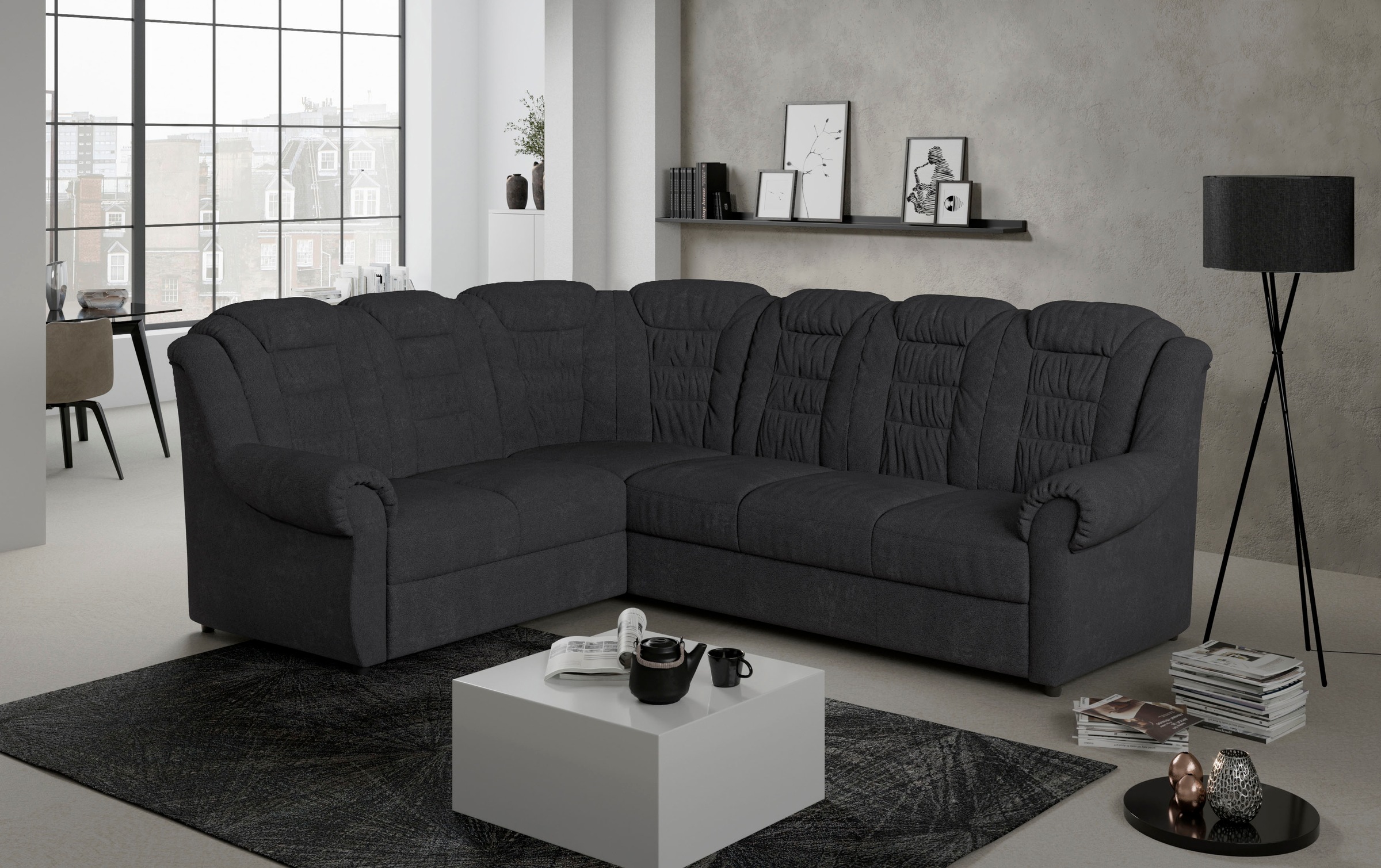 Home affaire Ecksofa "Boston L-Form", mit hoher Rückenlehne, wahlweise mit günstig online kaufen
