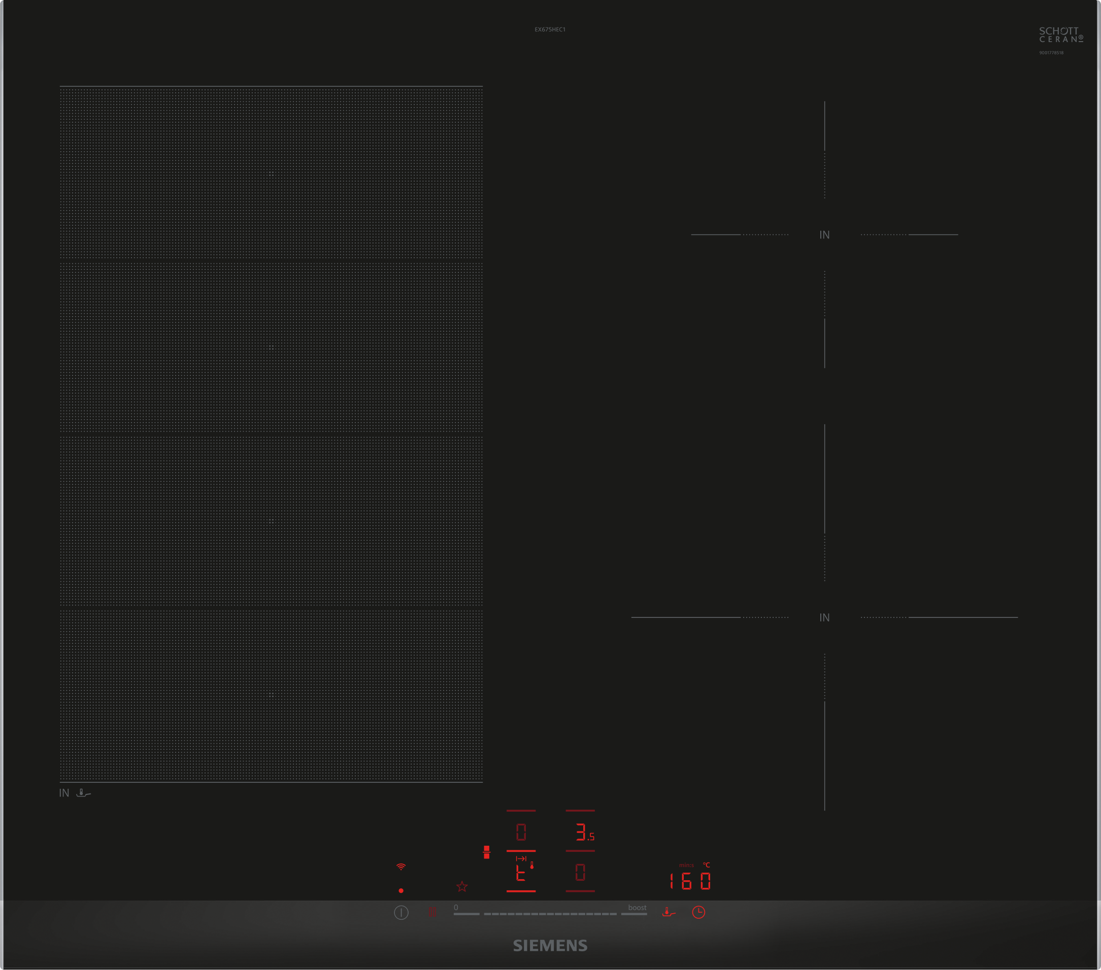 SIEMENS Induktions-Kochfeld "EX675HEC1E", B:60,2cm H:5,1cm T:52cm, schwarz, Kochfelder, Mehr Flexibilität beim Kochen dank varioInduktion Kochfeld
