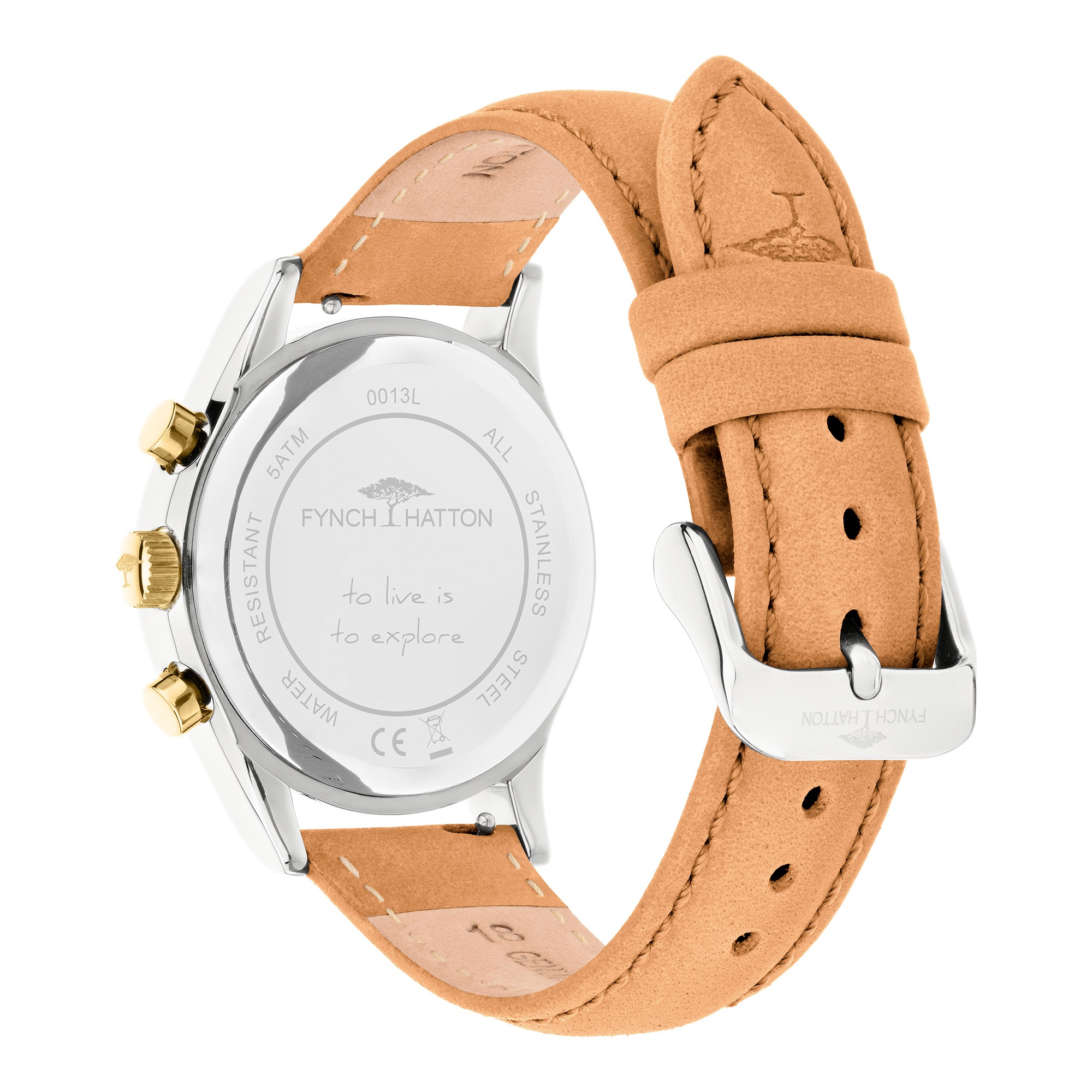 FYNCH-HATTON Chronograph Quarzuhr, Armbanduhr, Damenuhr, Lederarmband, analog, Stoppfunktion