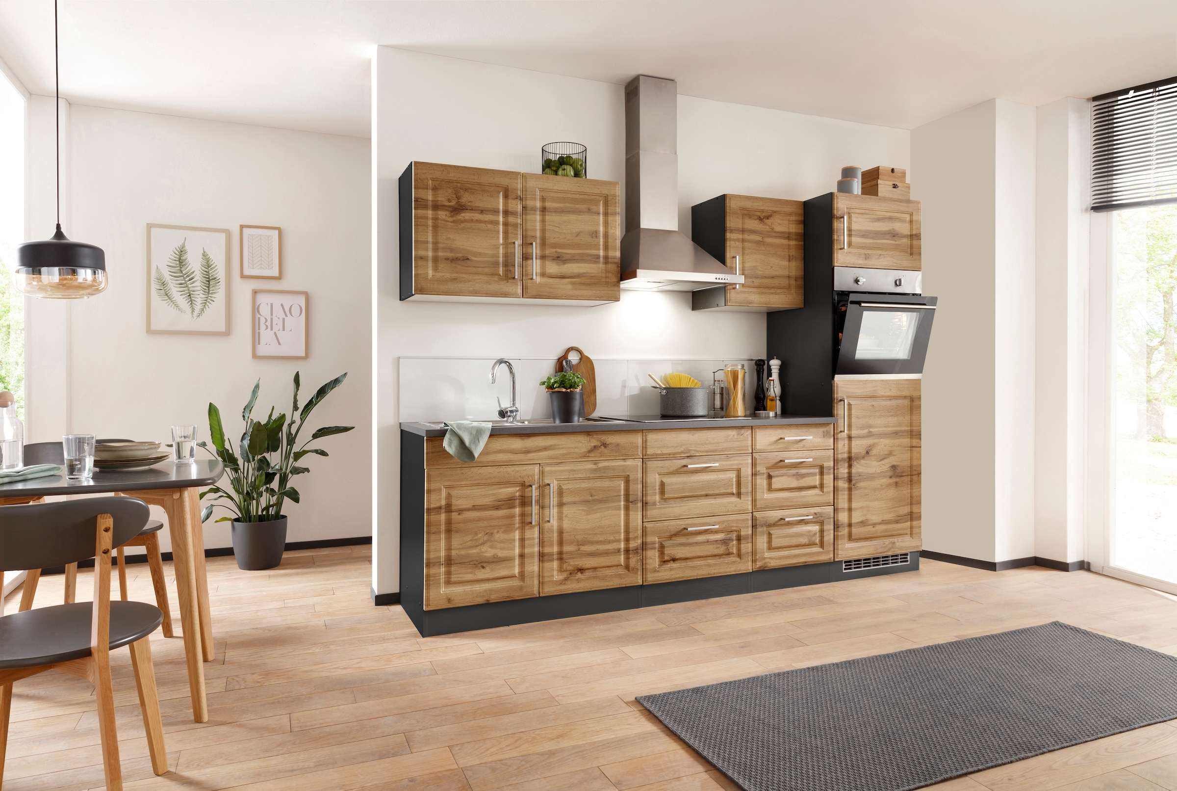 HELD MÖBEL Küchenzeile "Stockholm", Breite 270 cm, mit hochwertigen MDF Fro günstig online kaufen