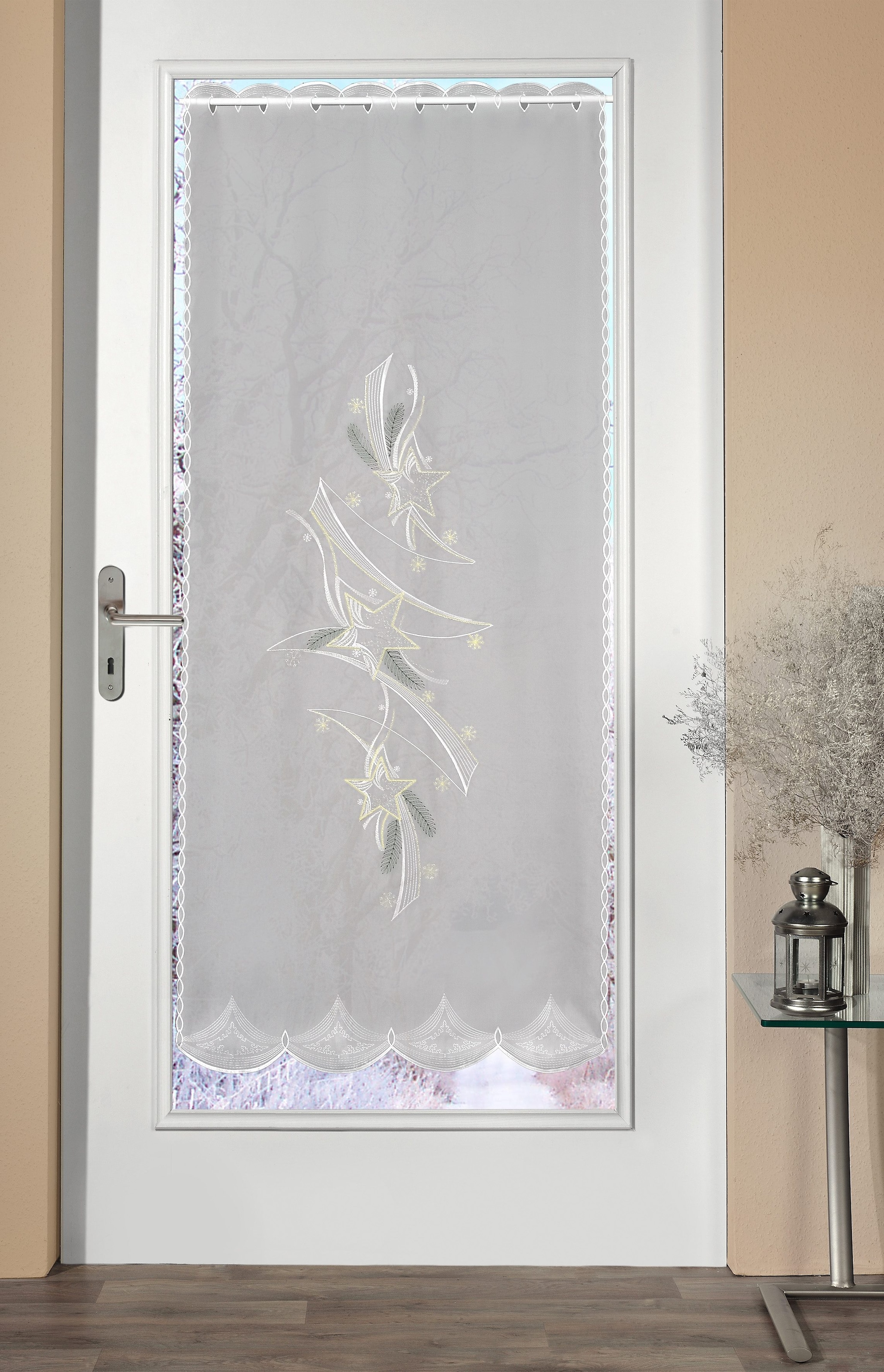 Stickereien Plauen Türvorhang "Türstores Sterne" Durchzuglöcher 1 Stk. tlg. günstig online kaufen